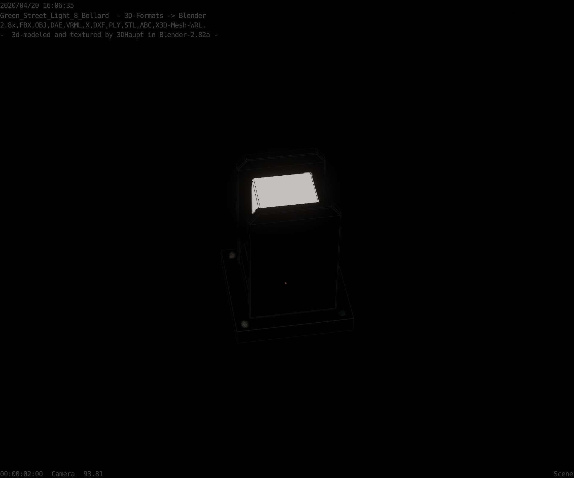 Street Light 8 Bollard 200mm Moss Green Version 1 Low-poly 3D model_48