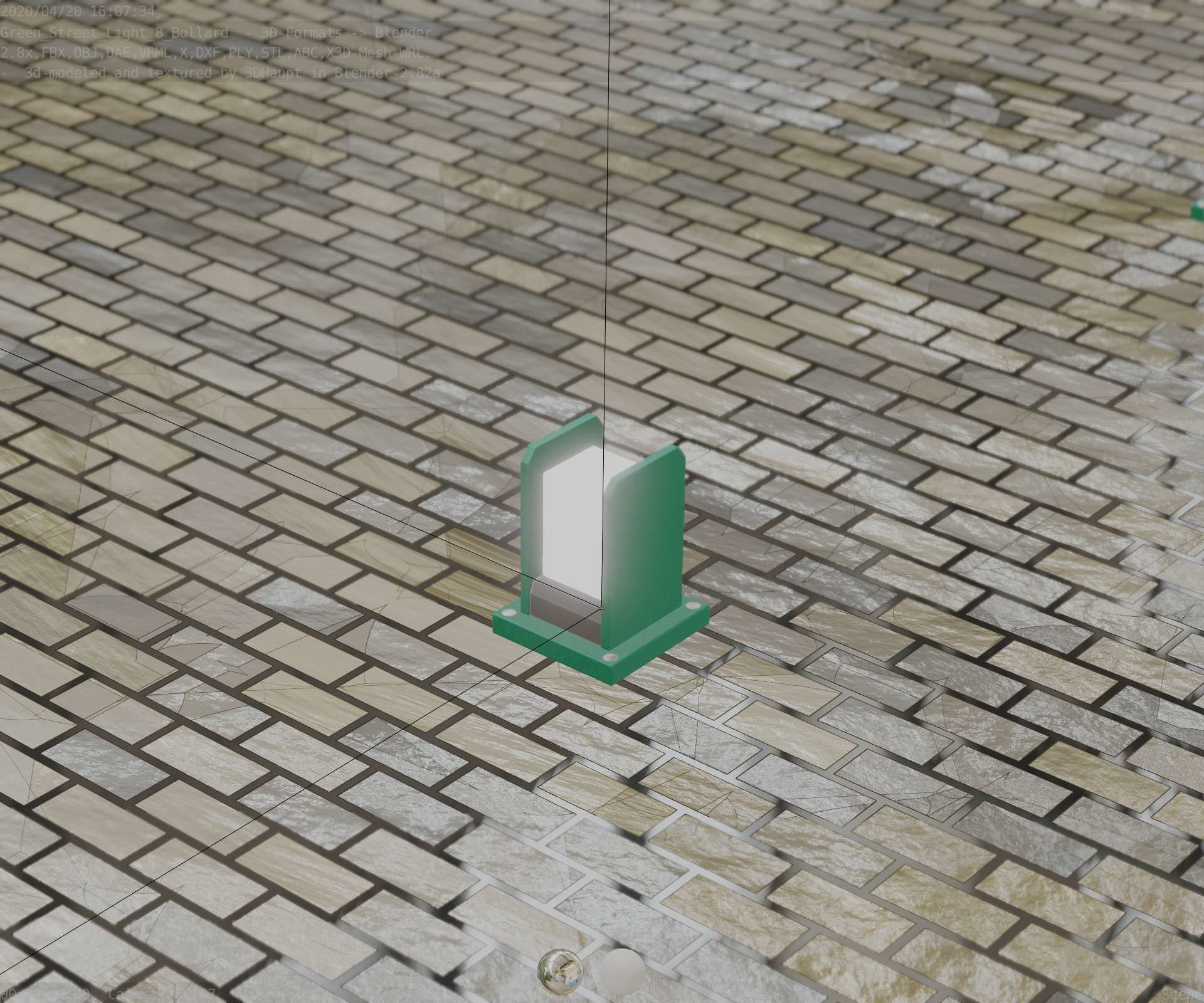 Street Light 8 Bollard 200mm Moss Green Version 1 Low-poly 3D model_72