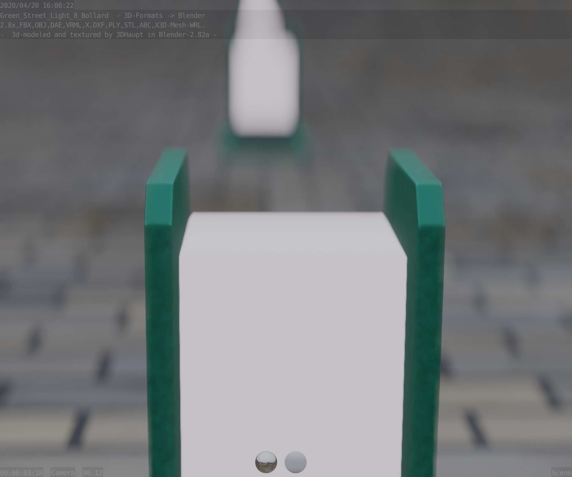 Street Light 8 Bollard 200mm Moss Green Version 1 Low-poly 3D model_90