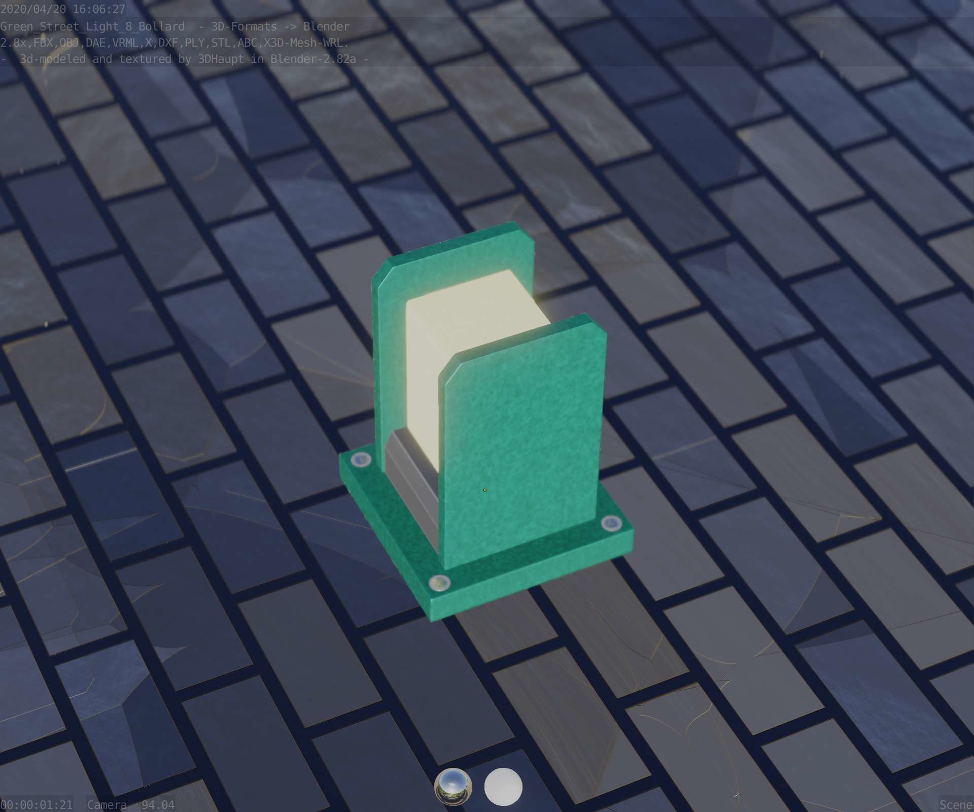 Street Light 8 Bollard 200mm Moss Green Version 1 Low-poly 3D model_45