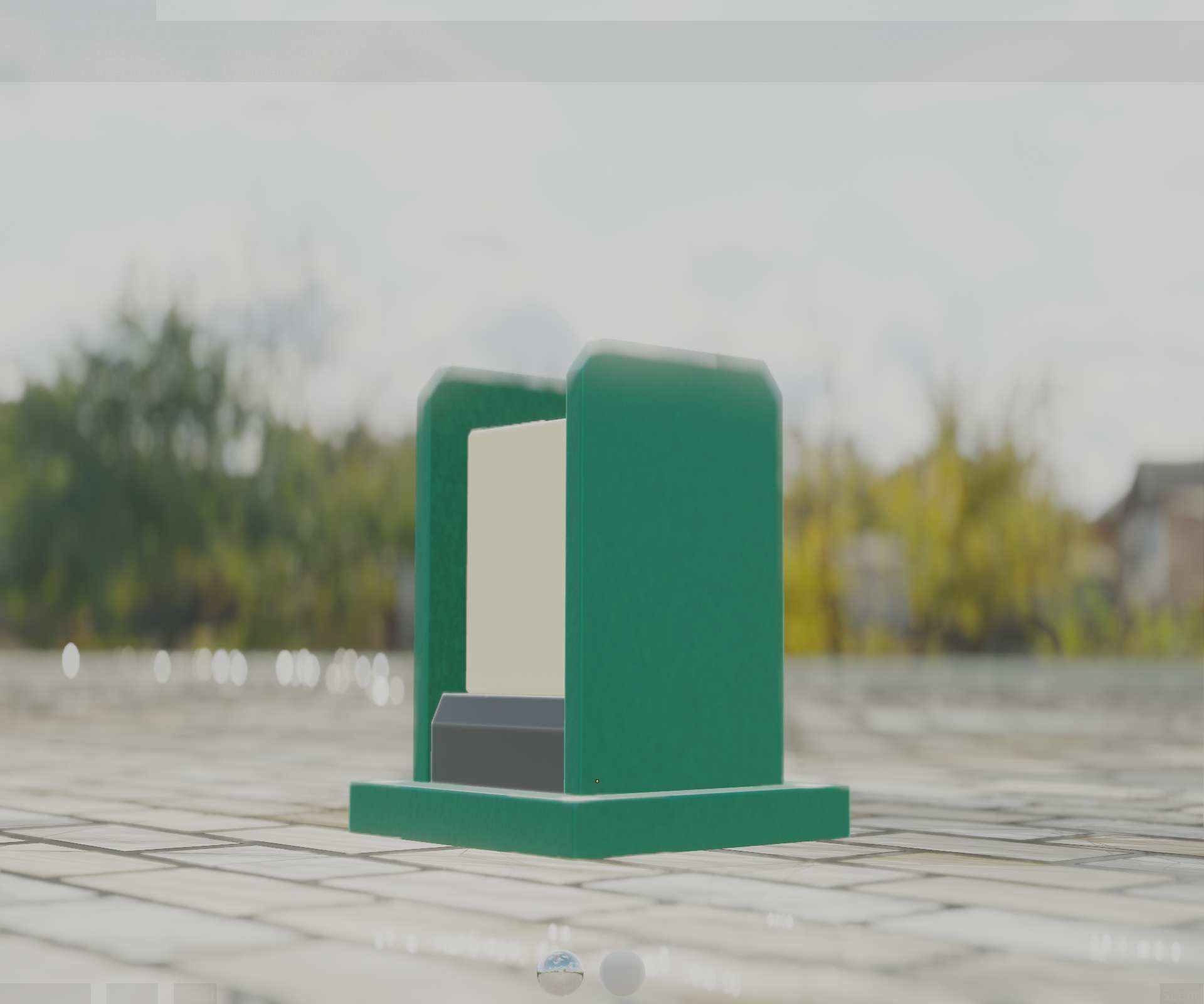 Street Light 8 Bollard 200mm Moss Green Version 1 Low-poly 3D model_4