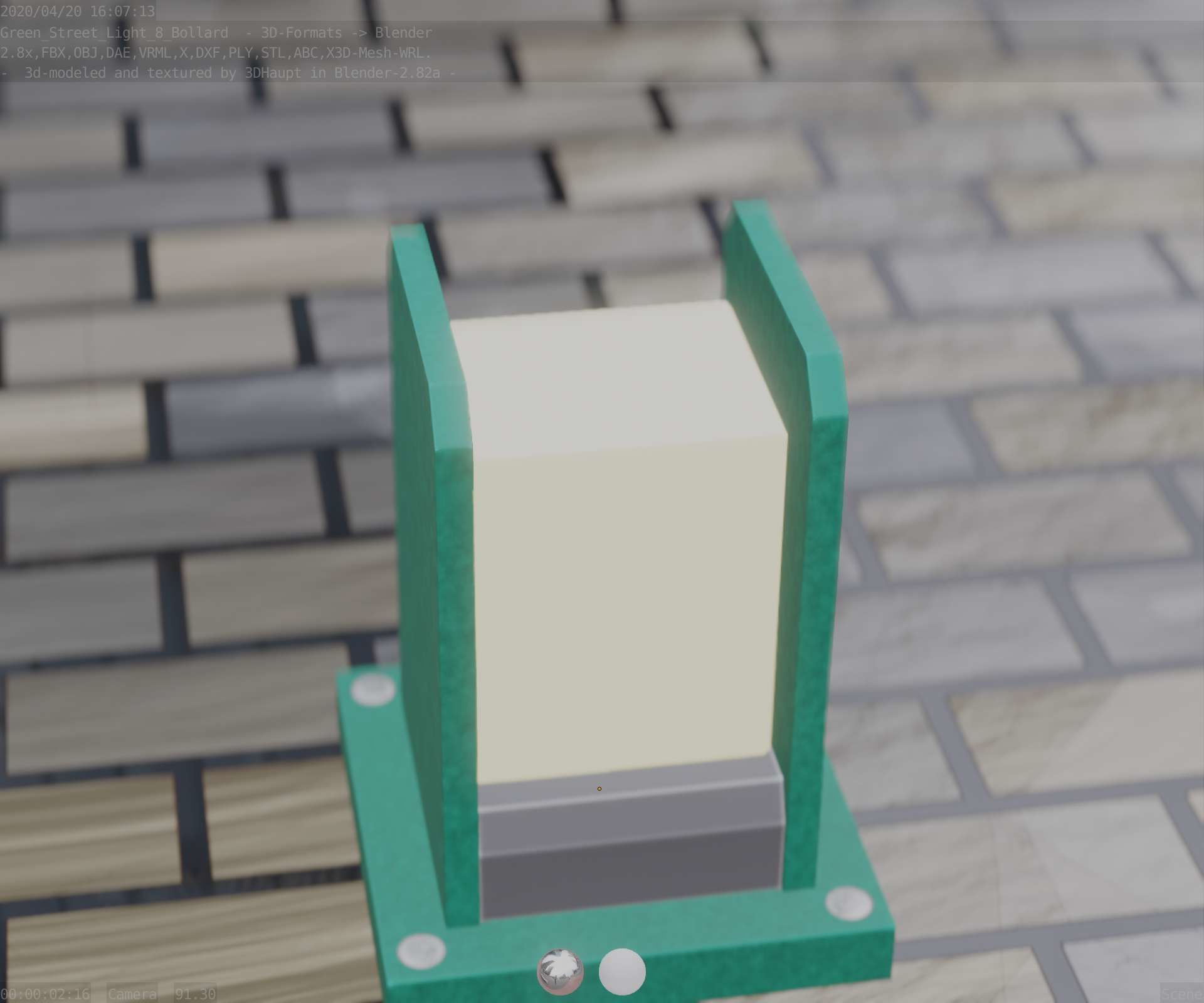 Street Light 8 Bollard 200mm Moss Green Version 1 Low-poly 3D model_64
