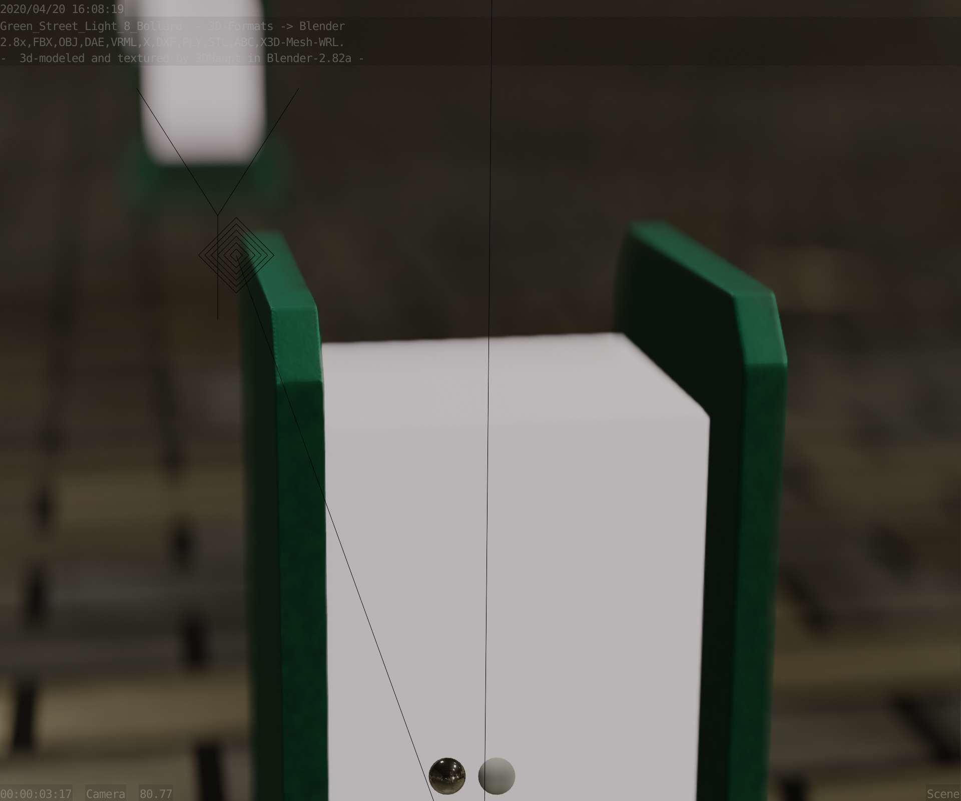 Street Light 8 Bollard 200mm Moss Green Version 1 Low-poly 3D model_89