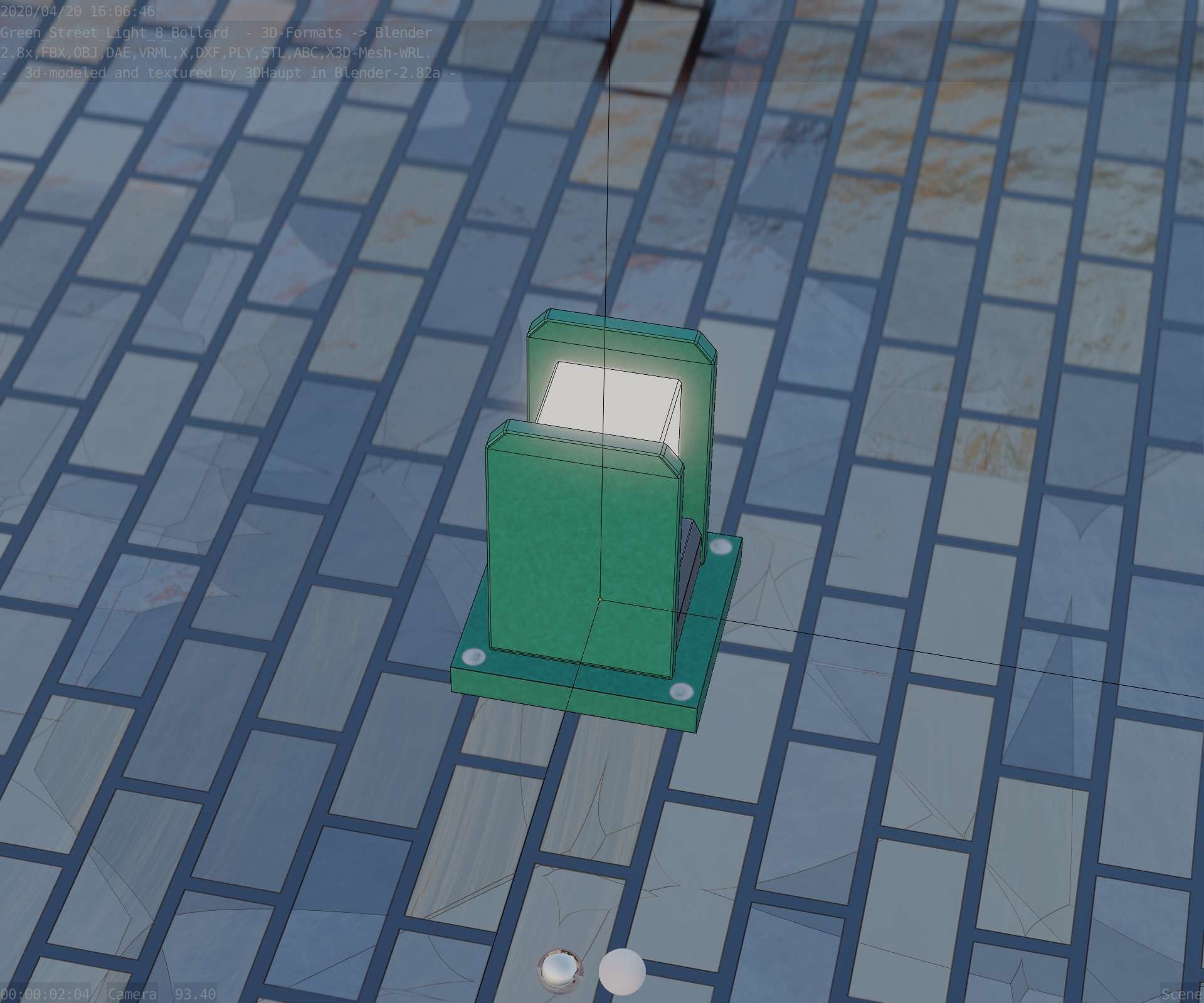 Street Light 8 Bollard 200mm Moss Green Version 1 Low-poly 3D model_52