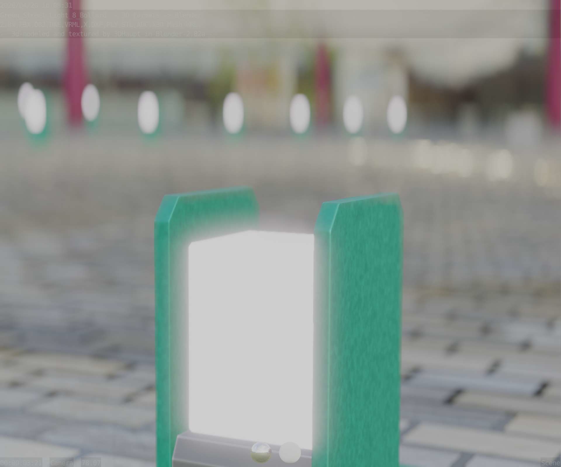 Street Light 8 Bollard 200mm Moss Green Version 1 Low-poly 3D model_93