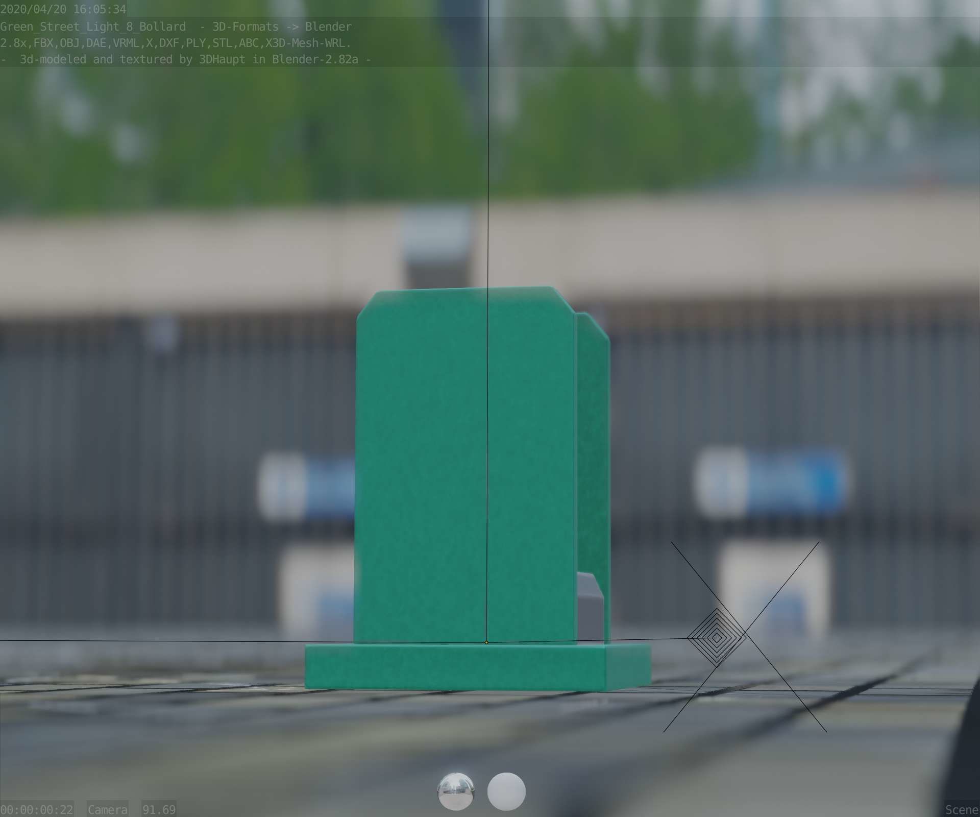 Street Light 8 Bollard 200mm Moss Green Version 1 Low-poly 3D model_22
