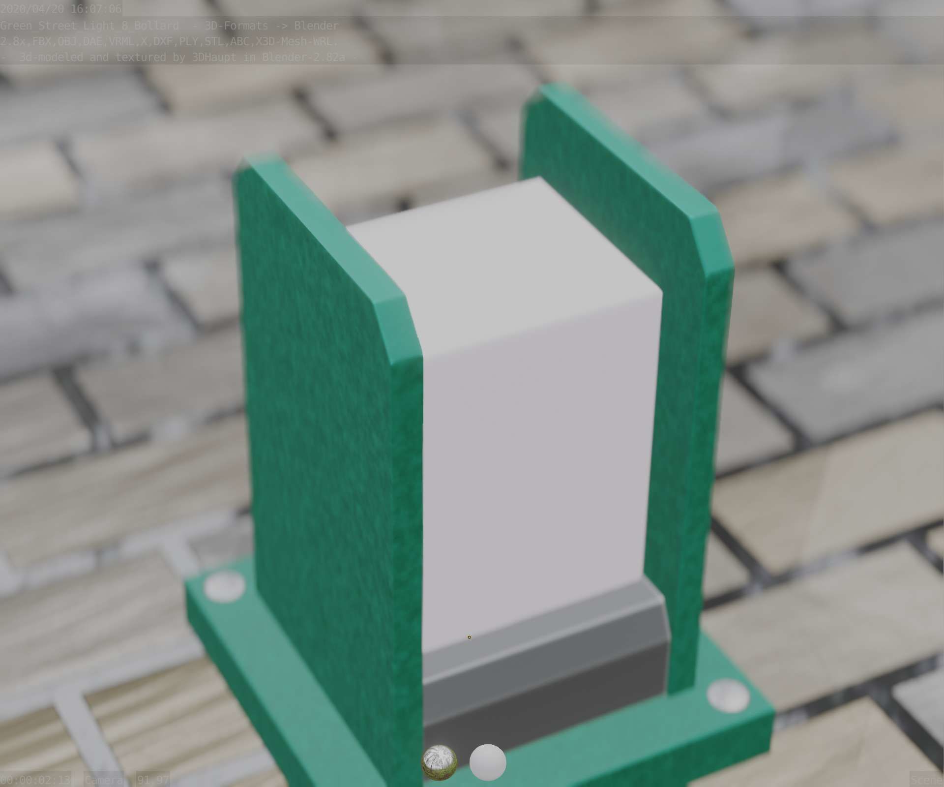 Street Light 8 Bollard 200mm Moss Green Version 1 Low-poly 3D model_61