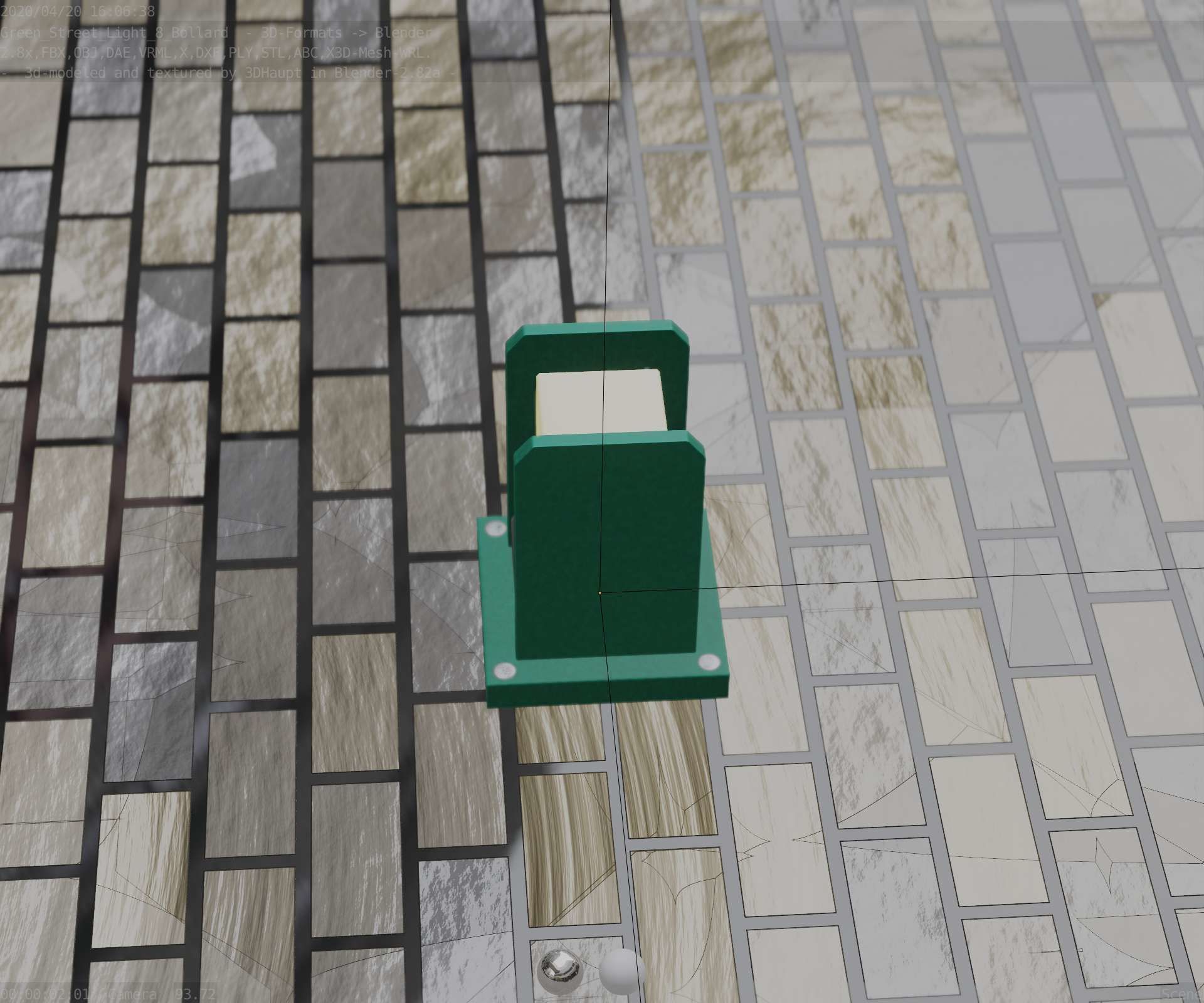 Street Light 8 Bollard 200mm Moss Green Version 1 Low-poly 3D model_49