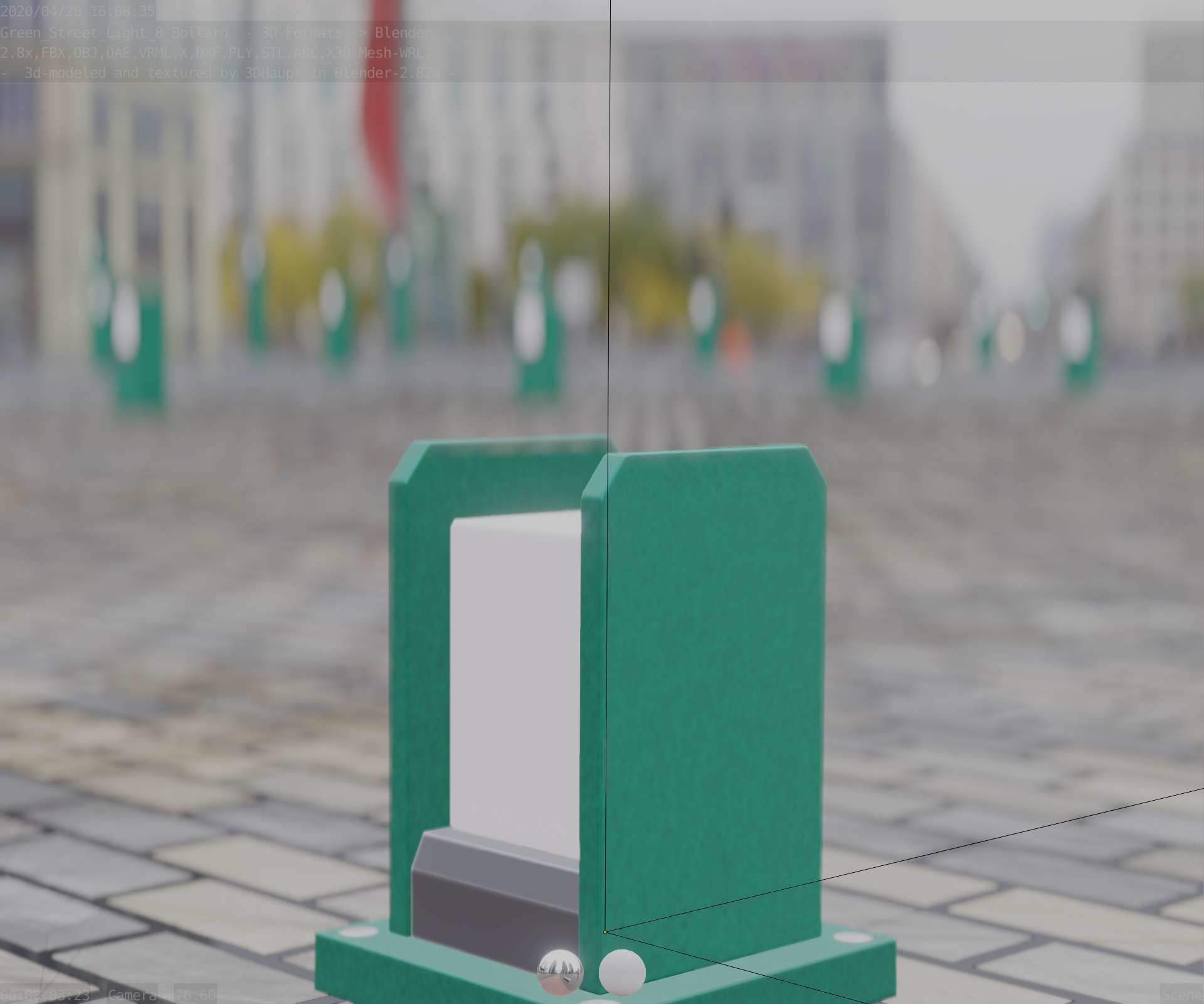 Street Light 8 Bollard 200mm Moss Green Version 1 Low-poly 3D model_95