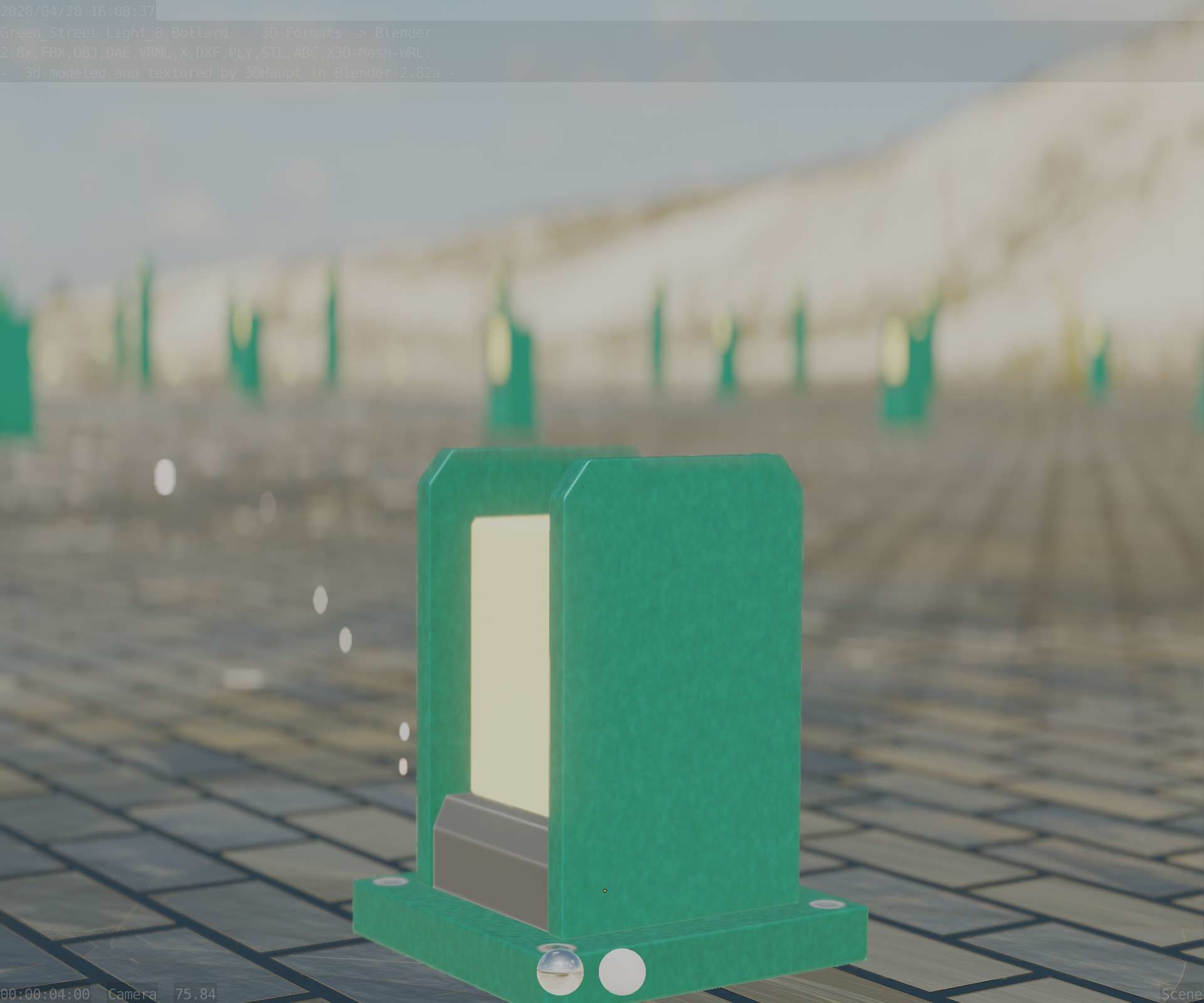 Street Light 8 Bollard 200mm Moss Green Version 1 Low-poly 3D model_96