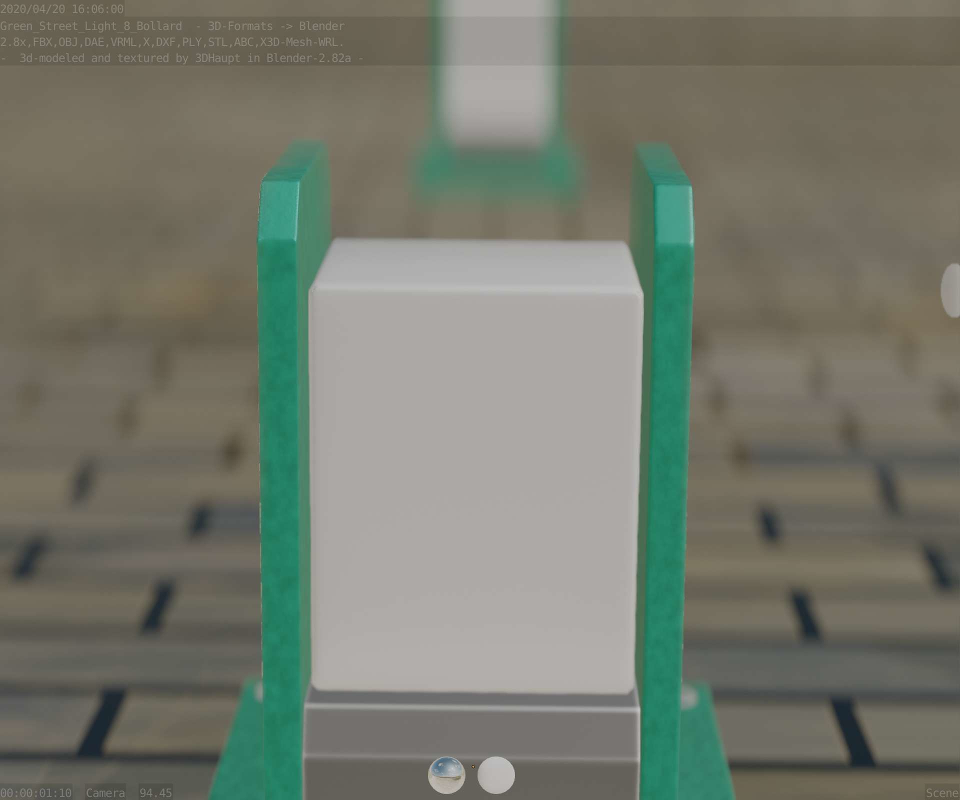 Street Light 8 Bollard 200mm Moss Green Version 1 Low-poly 3D model_34