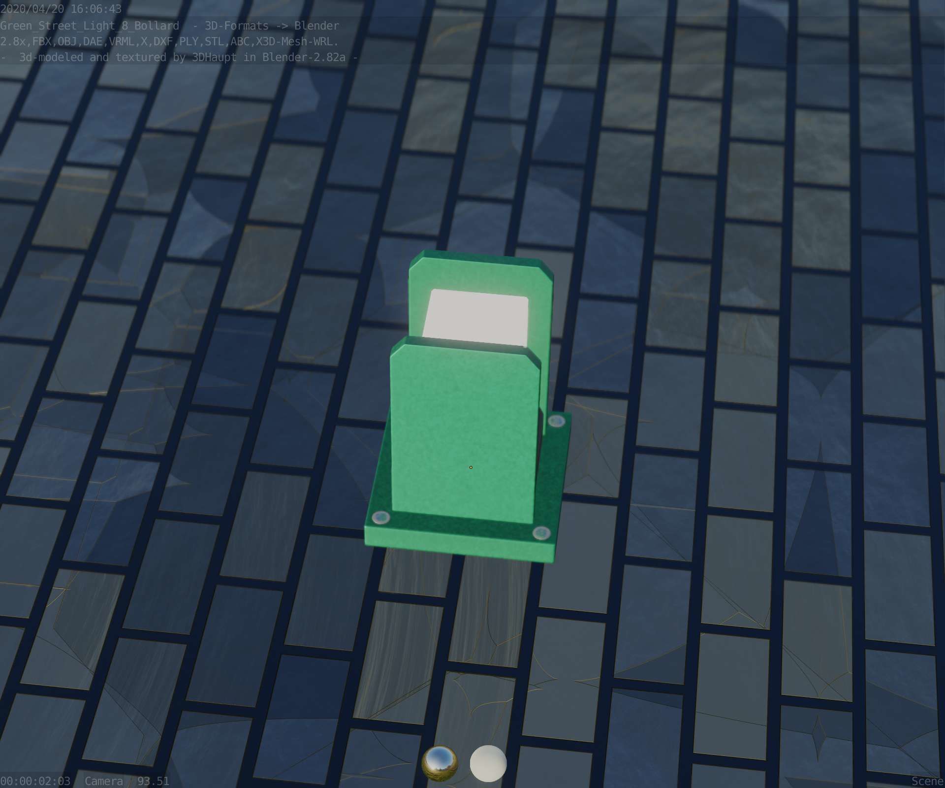Street Light 8 Bollard 200mm Moss Green Version 1 Low-poly 3D model_51