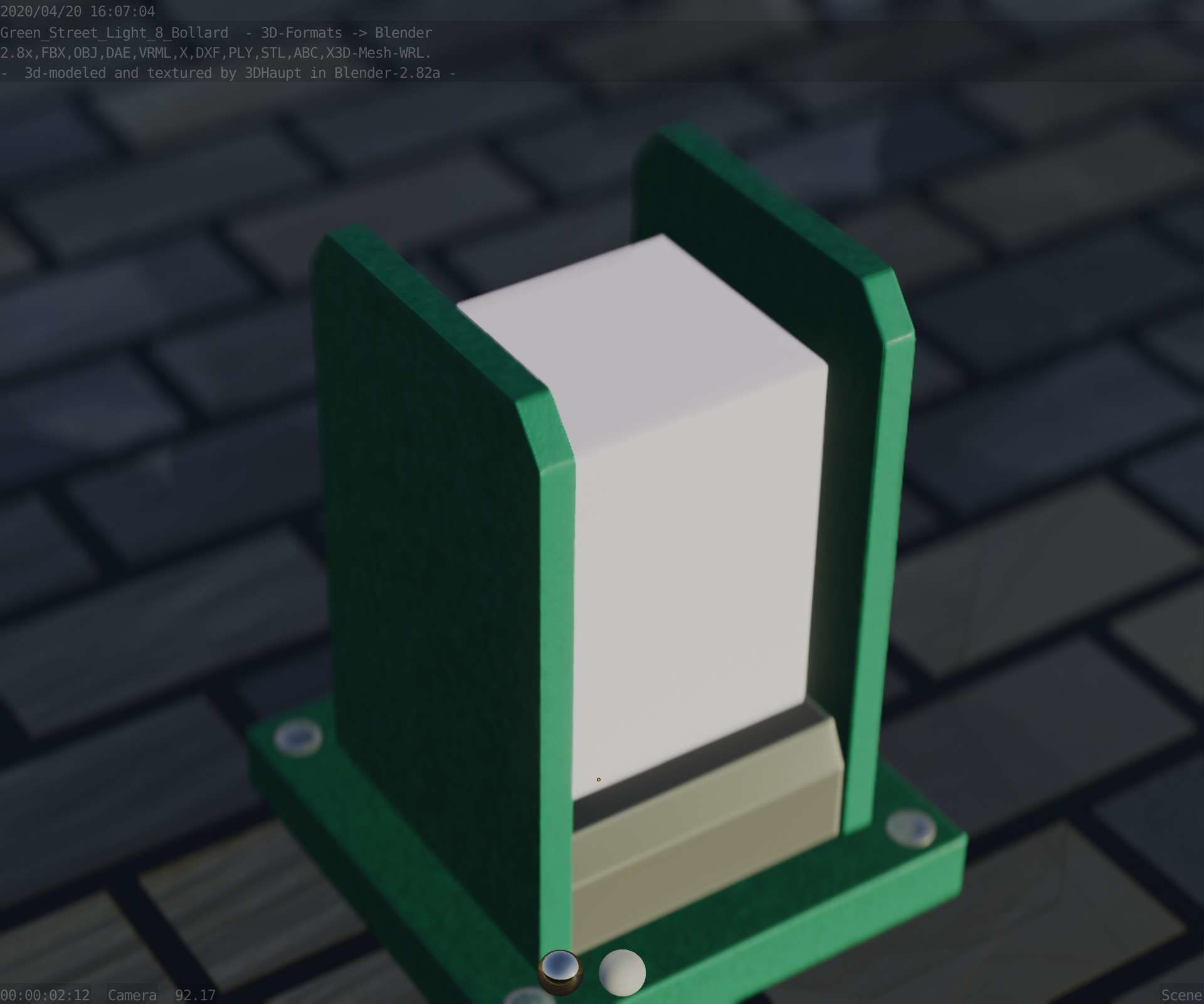 Street Light 8 Bollard 200mm Moss Green Version 1 Low-poly 3D model_60