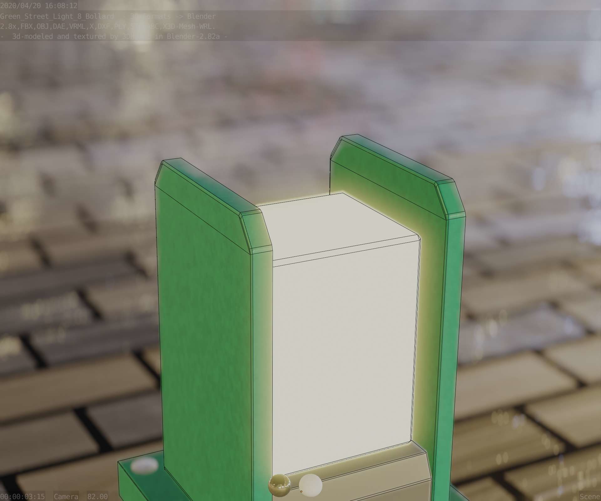 Street Light 8 Bollard 200mm Moss Green Version 1 Low-poly 3D model_87