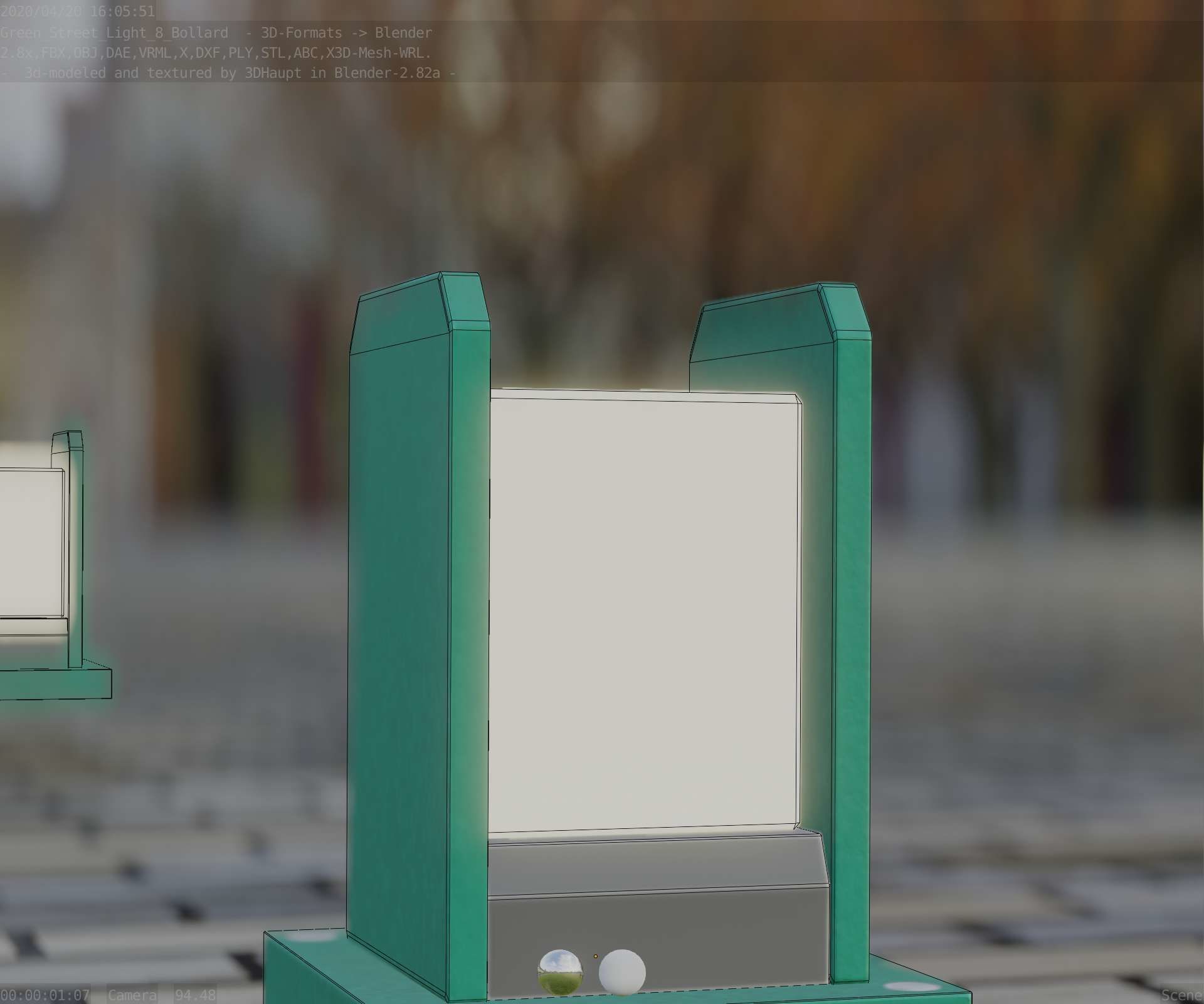 Street Light 8 Bollard 200mm Moss Green Version 1 Low-poly 3D model_31