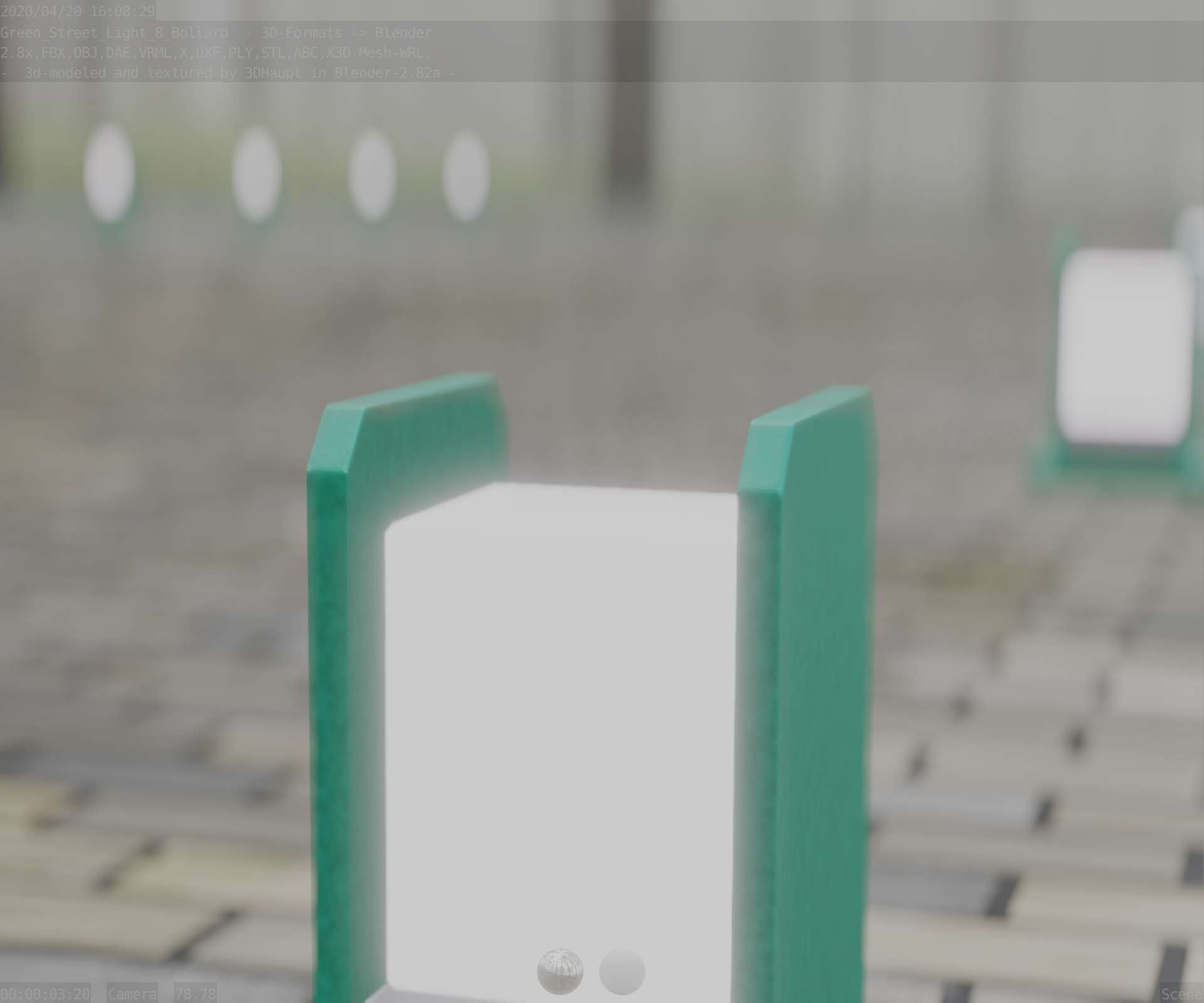 Street Light 8 Bollard 200mm Moss Green Version 1 Low-poly 3D model_92