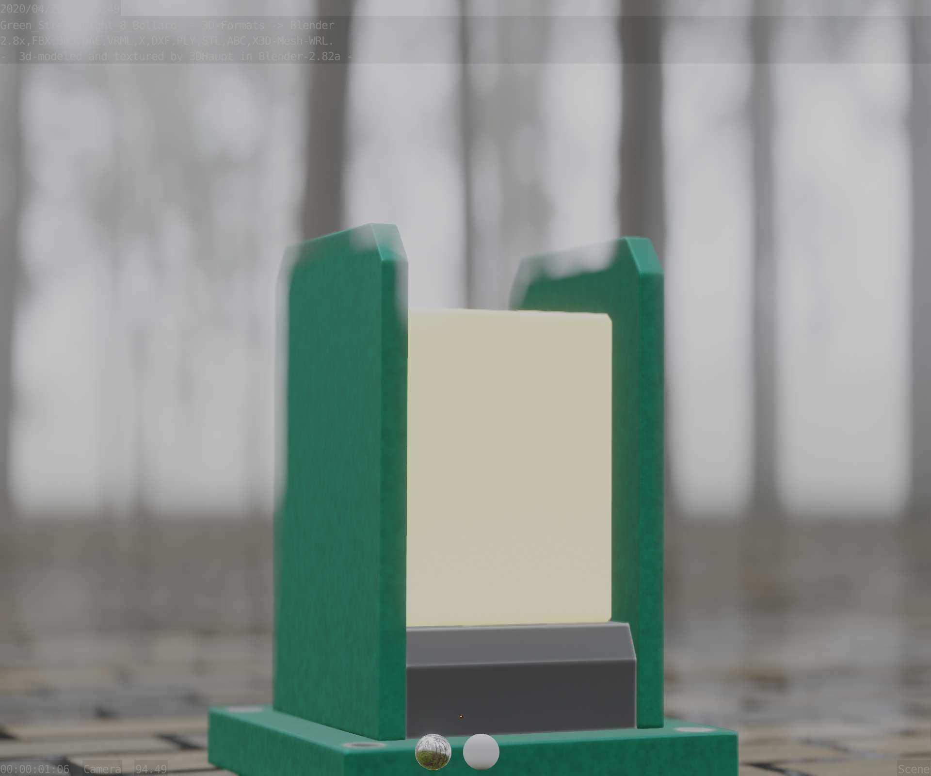 Street Light 8 Bollard 200mm Moss Green Version 1 Low-poly 3D model_30