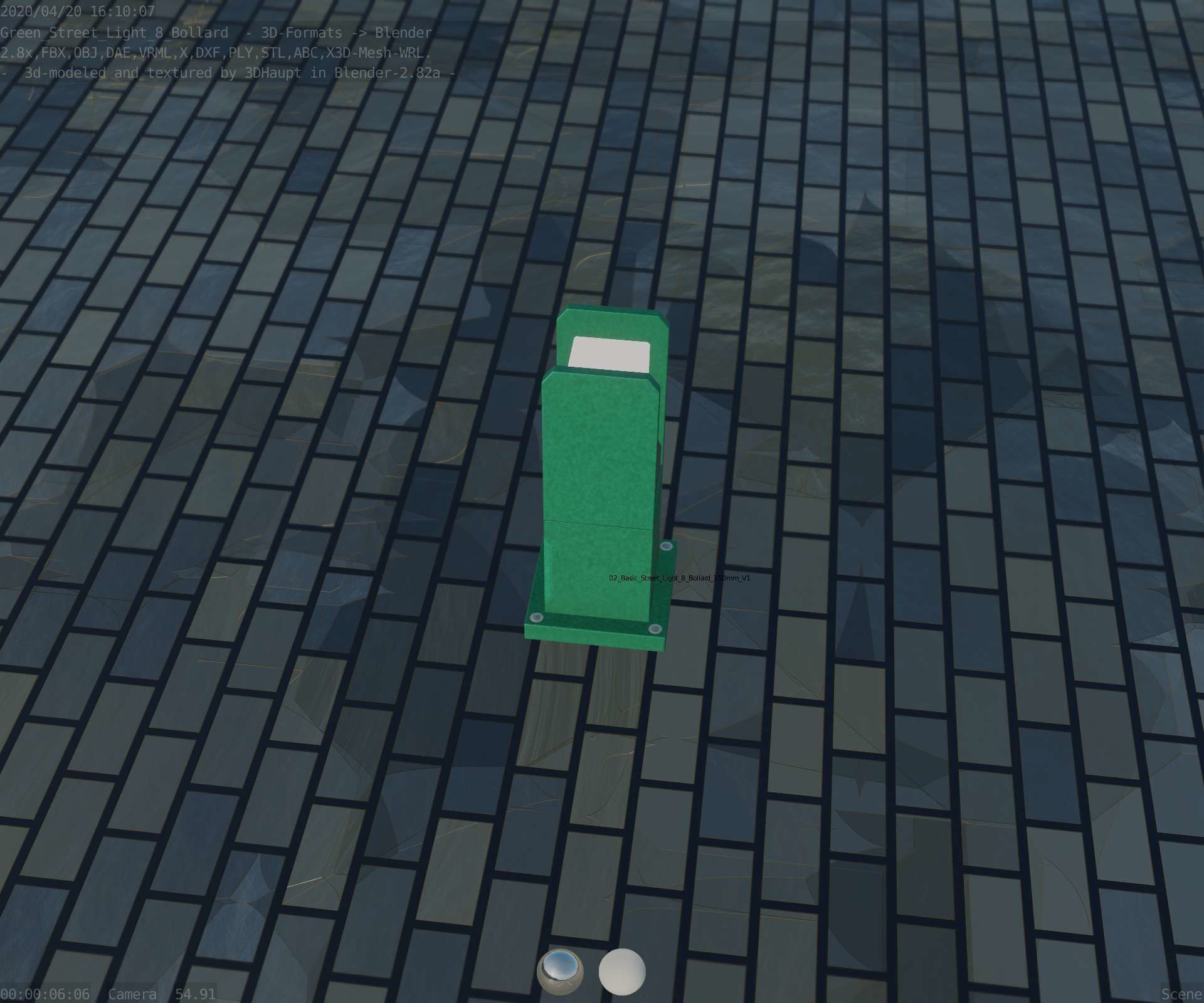 Street Light 8 Bollard 350mm Moss Green Version 1 Low-poly 3D model_55
