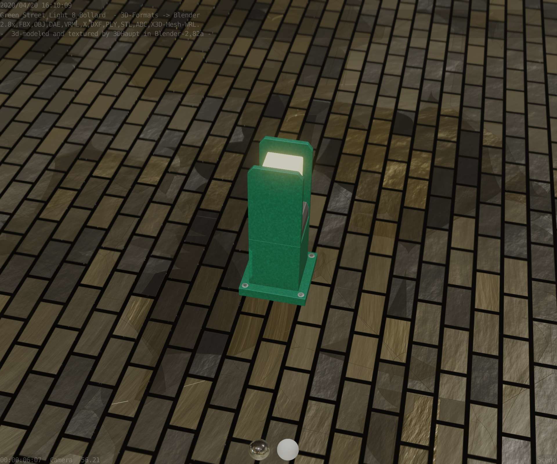 Street Light 8 Bollard 350mm Moss Green Version 1 Low-poly 3D model_56