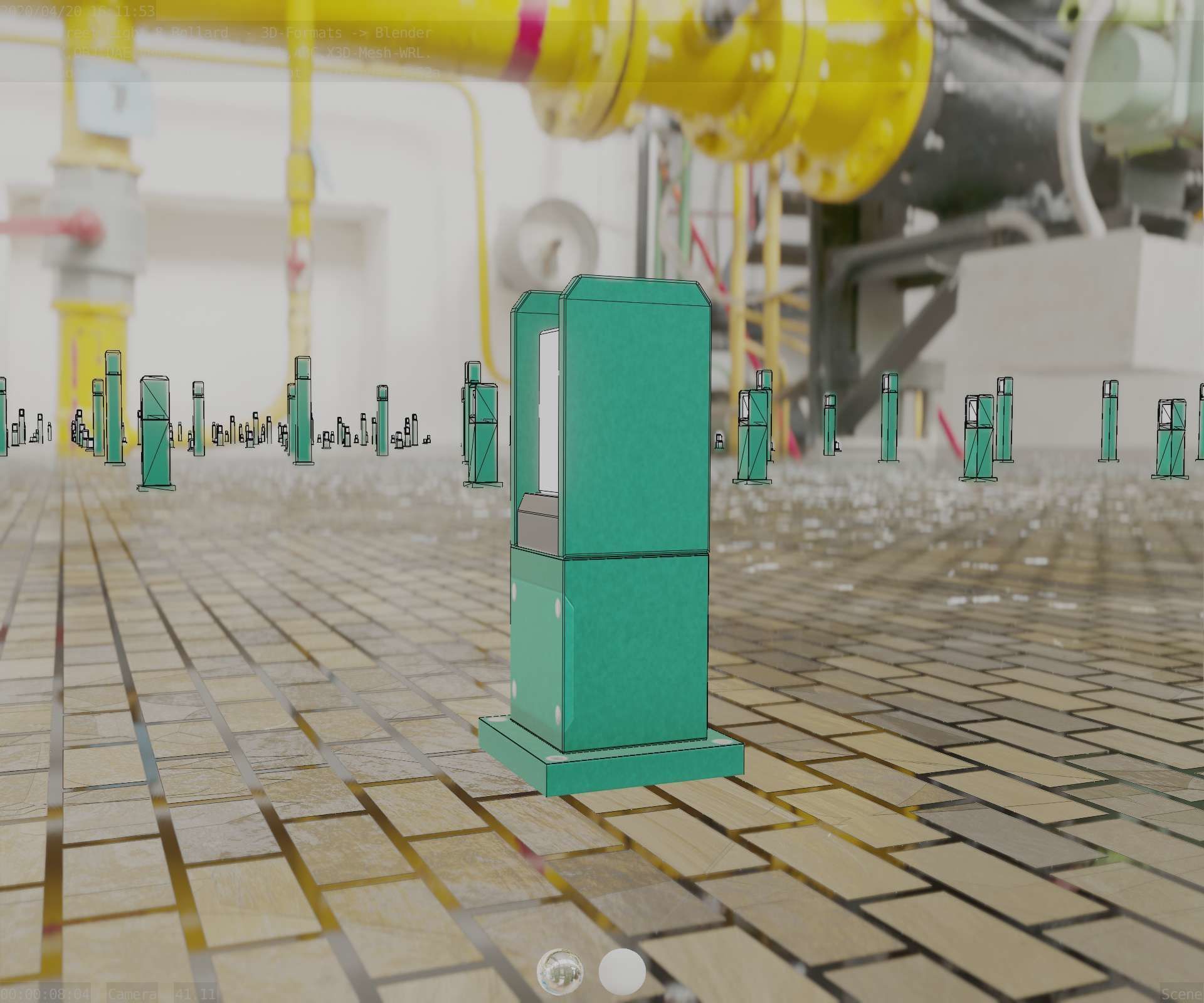 Street Light 8 Bollard 350mm Moss Green Version 1 Low-poly 3D model_4