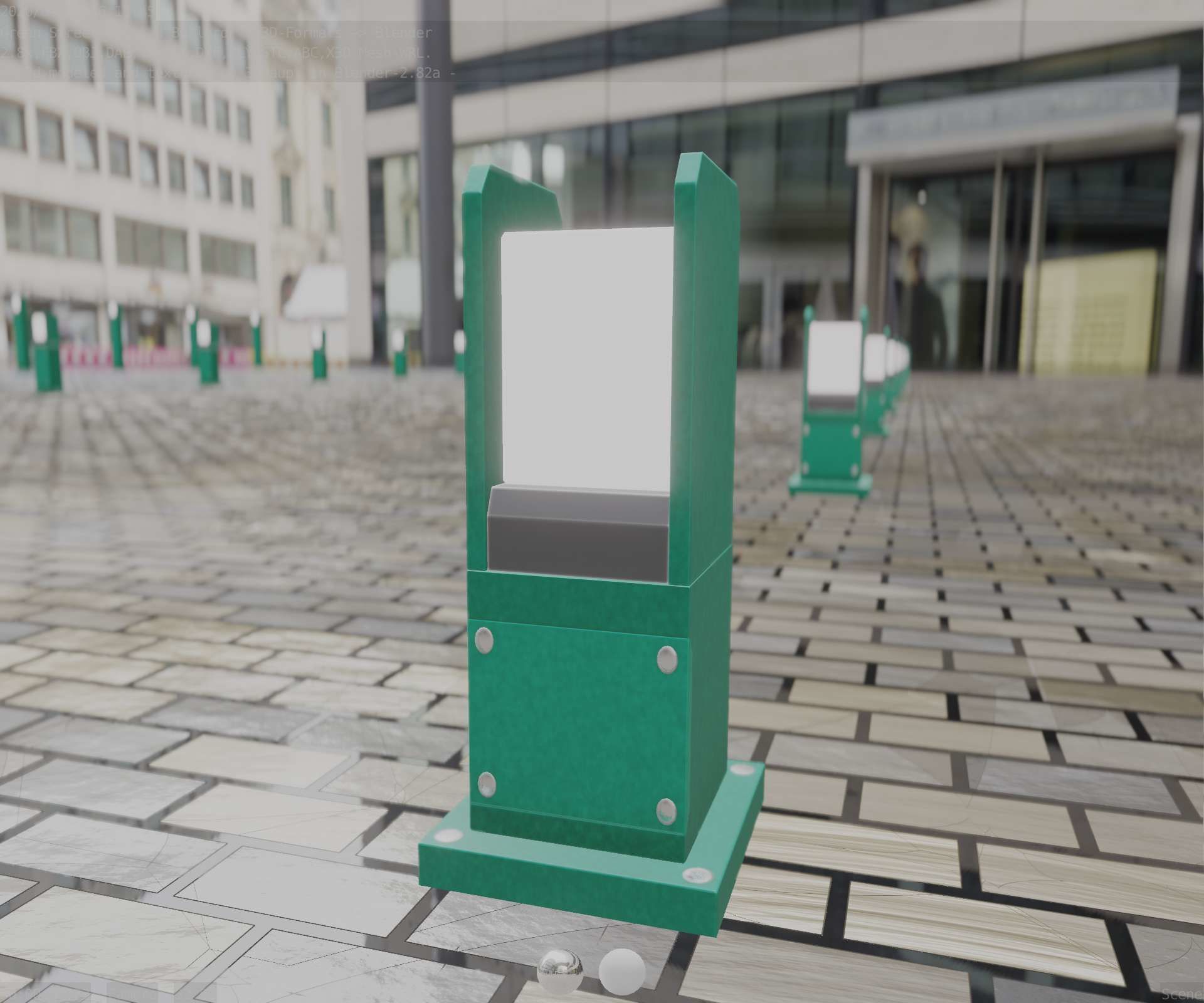 Street Light 8 Bollard 350mm Moss Green Version 1 Low-poly 3D model_96