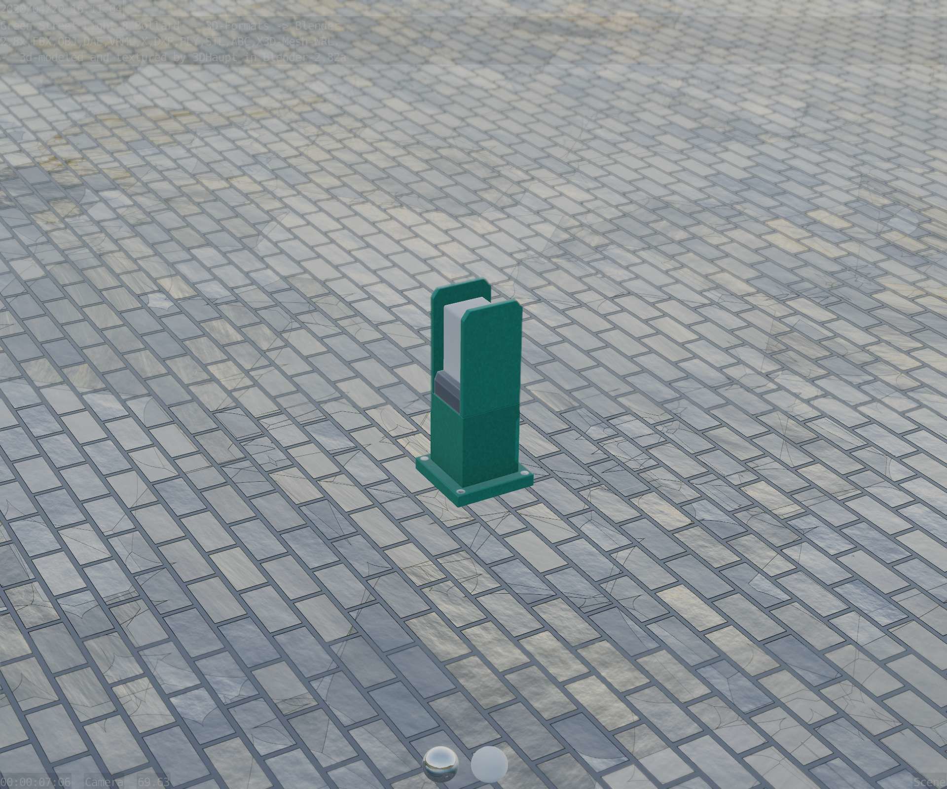 Street Light 8 Bollard 350mm Moss Green Version 1 Low-poly 3D model_79