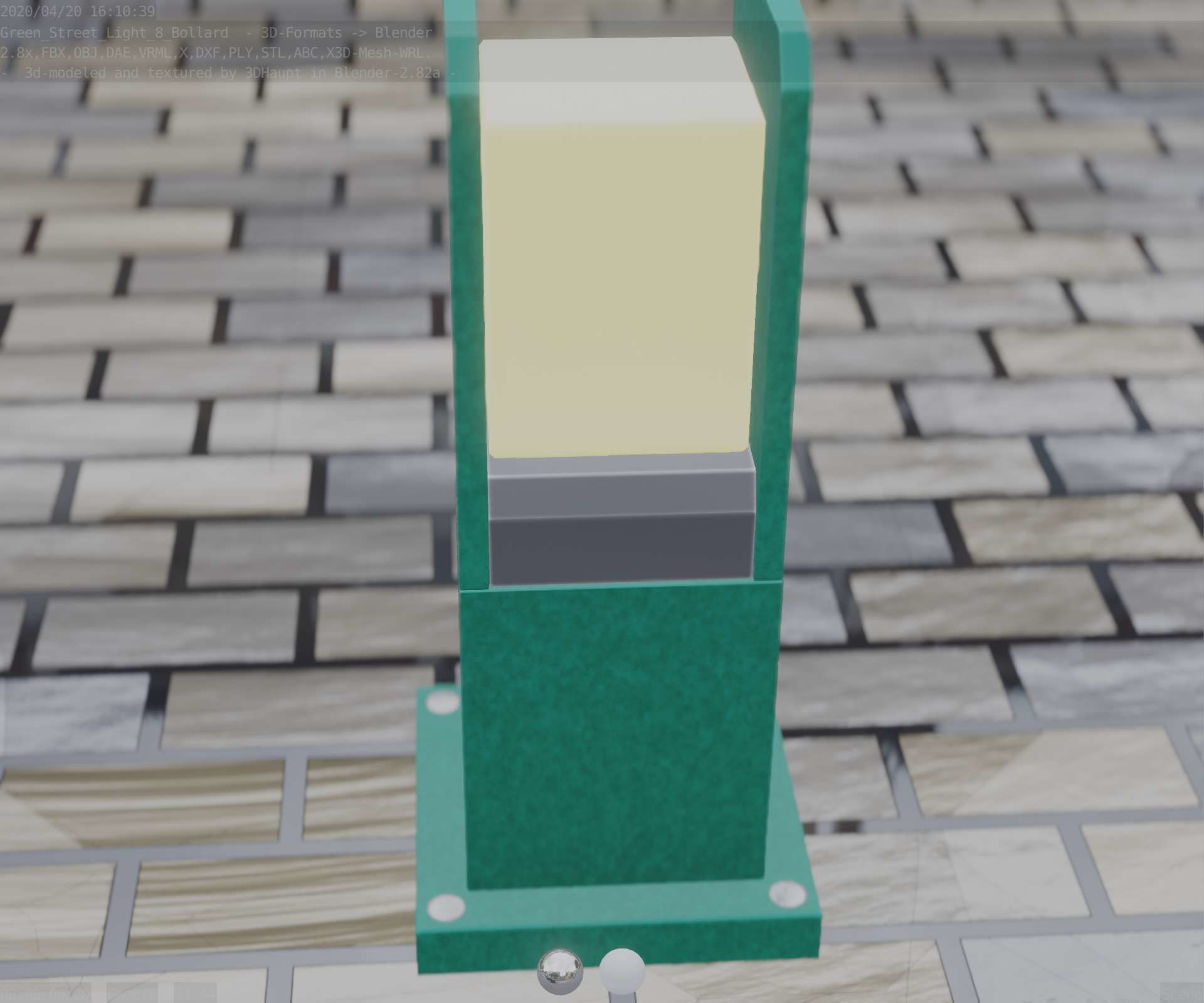 Street Light 8 Bollard 350mm Moss Green Version 1 Low-poly 3D model_69