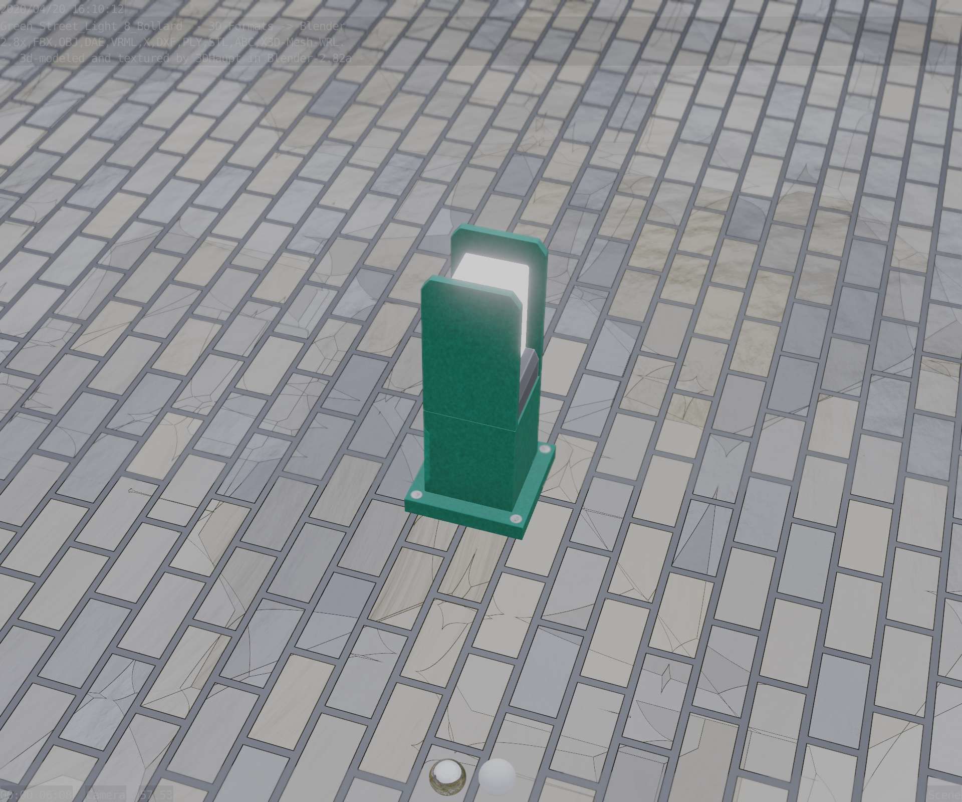 Street Light 8 Bollard 350mm Moss Green Version 1 Low-poly 3D model_57