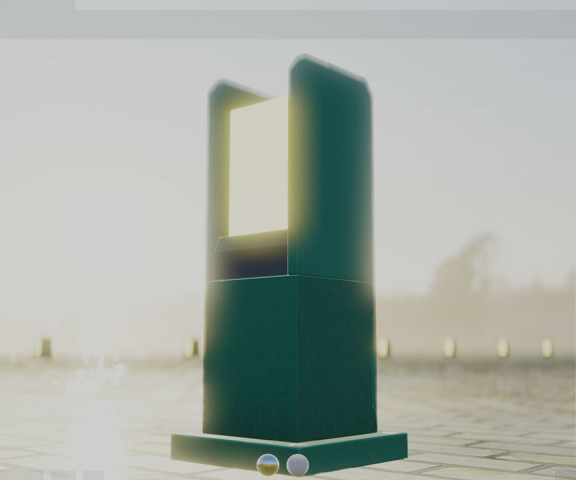 Street Light 8 Bollard 350mm Moss Green Version 1 Low-poly 3D model_19