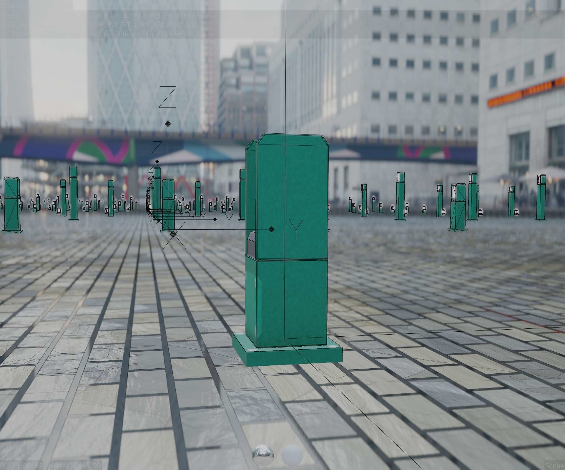 Street Light 8 Bollard 350mm Moss Green Version 1 Low-poly 3D model_5