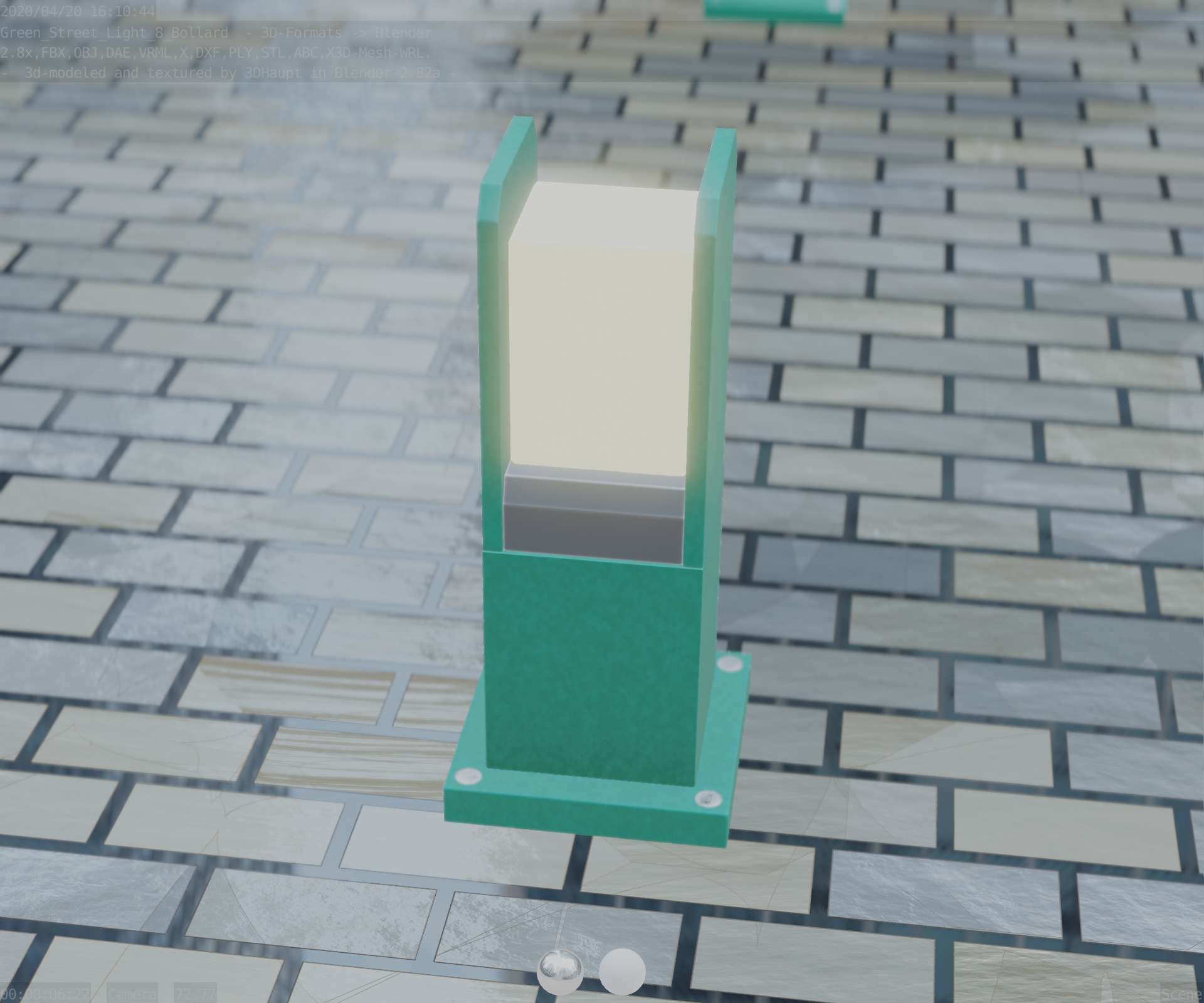 Street Light 8 Bollard 350mm Moss Green Version 1 Low-poly 3D model_71