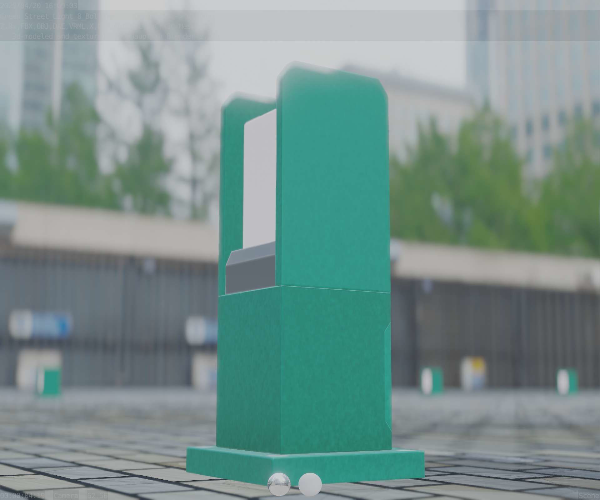 Street Light 8 Bollard 350mm Moss Green Version 1 Low-poly 3D model_21