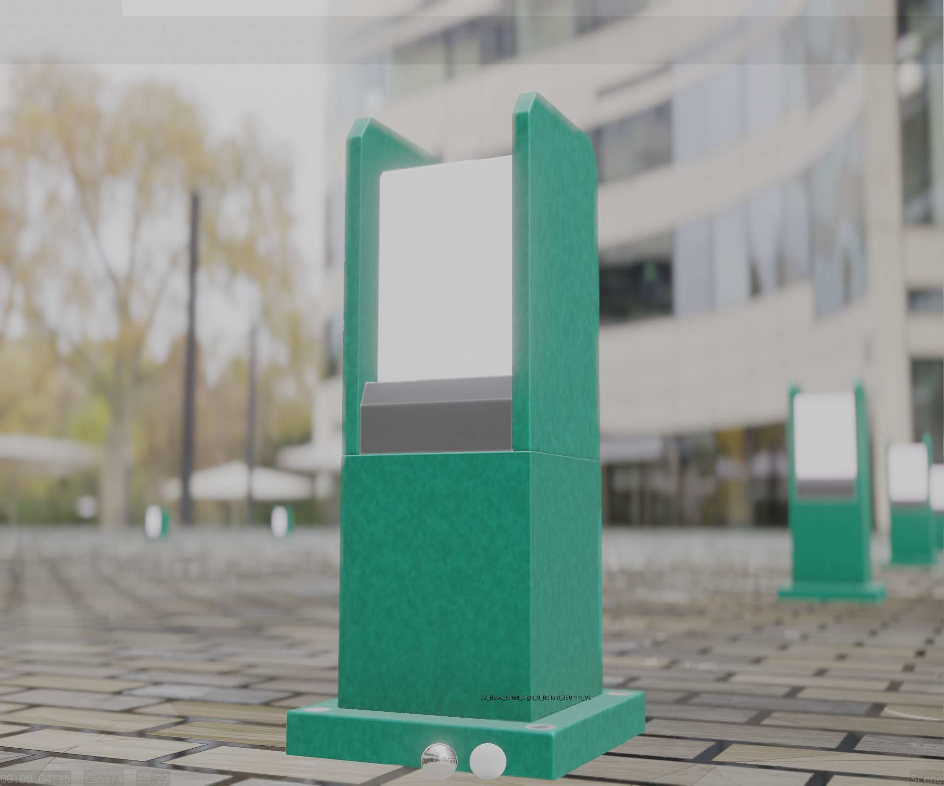 Street Light 8 Bollard 350mm Moss Green Version 1 Low-poly 3D model_17