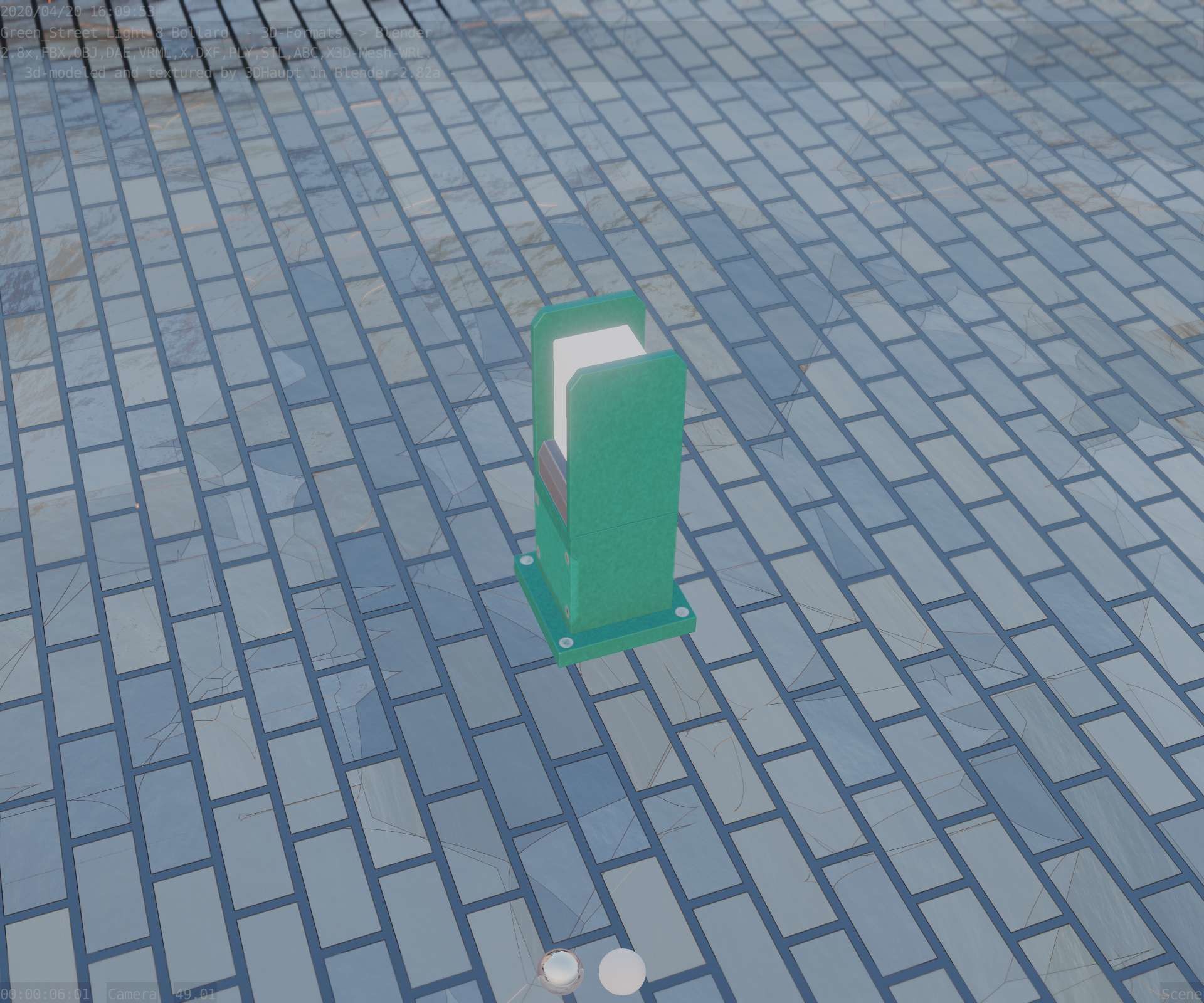 Street Light 8 Bollard 350mm Moss Green Version 1 Low-poly 3D model_50