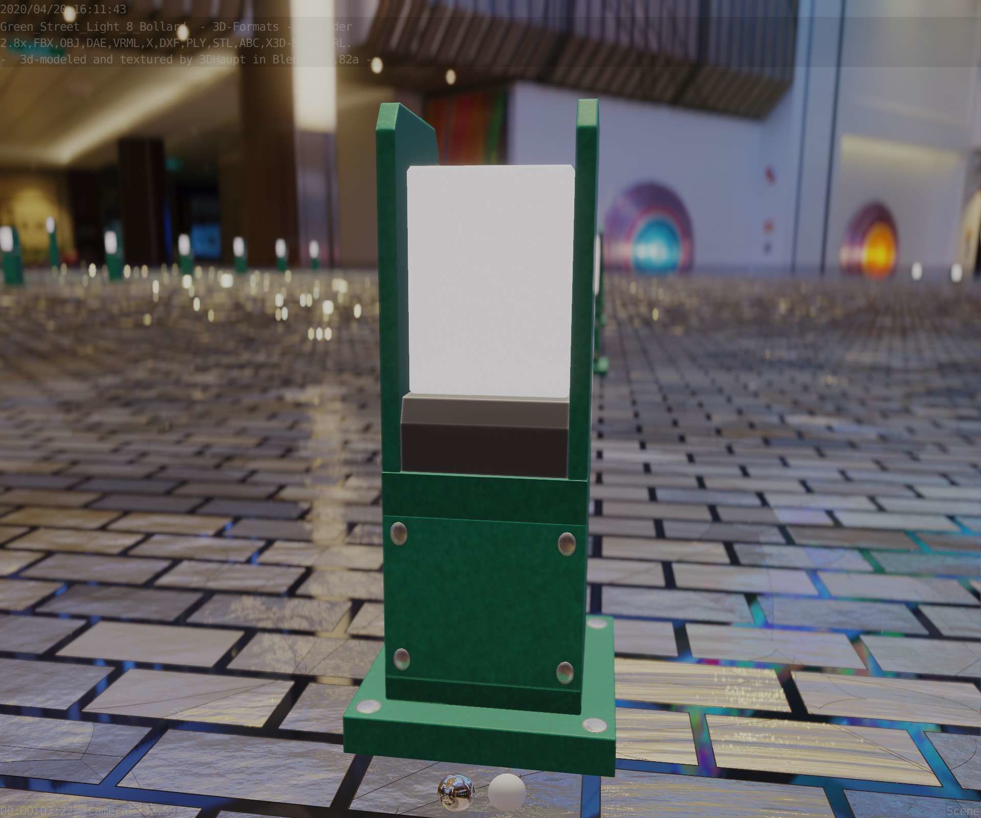 Street Light 8 Bollard 350mm Moss Green Version 1 Low-poly 3D model_95