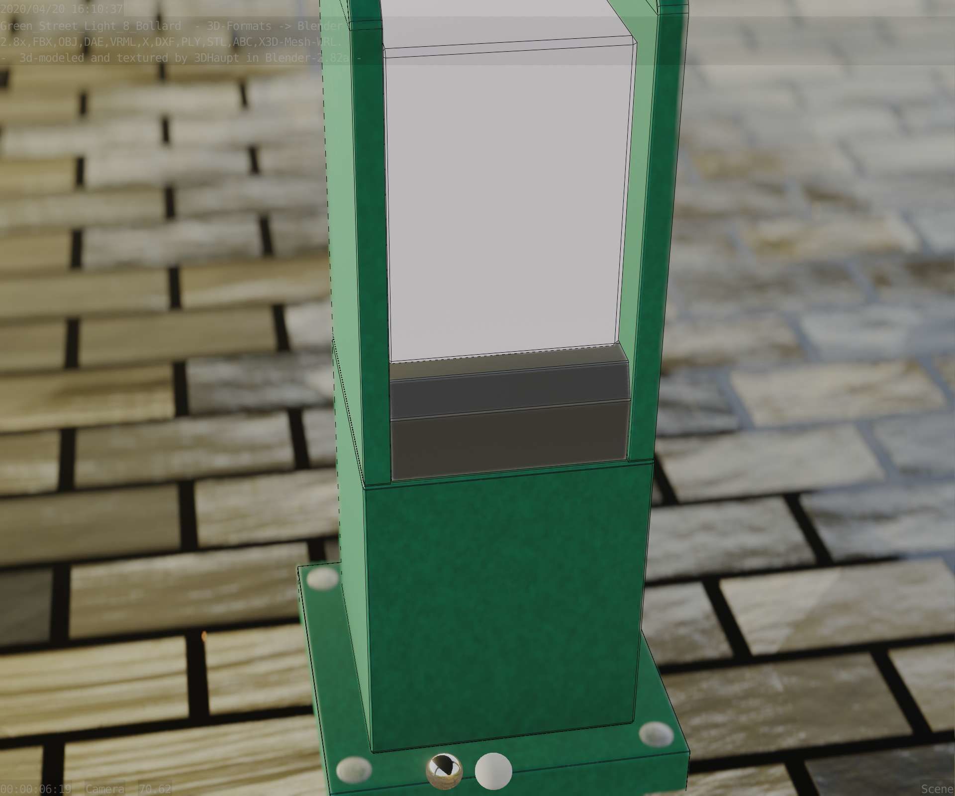 Street Light 8 Bollard 350mm Moss Green Version 1 Low-poly 3D model_68