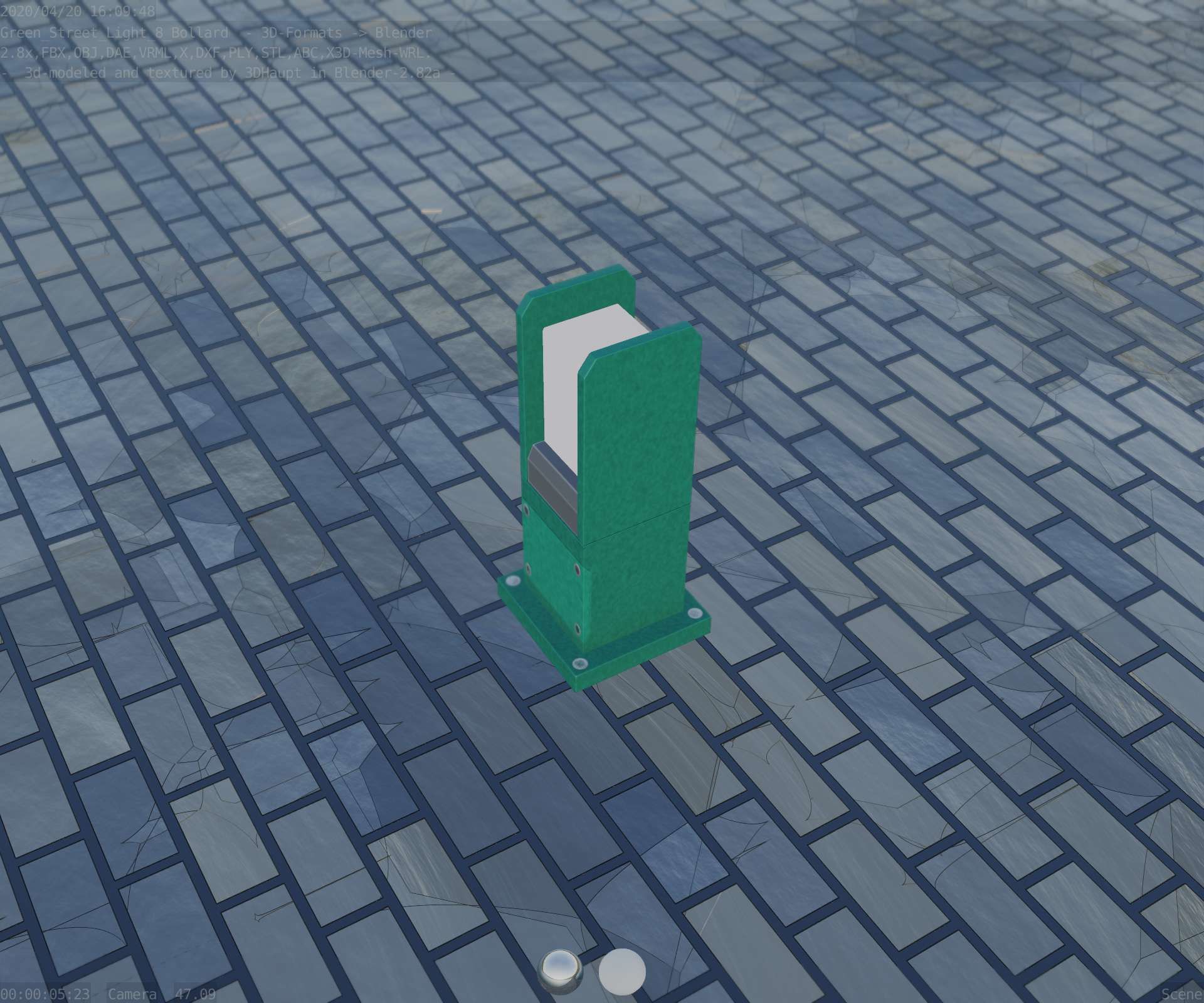 Street Light 8 Bollard 350mm Moss Green Version 1 Low-poly 3D model_48