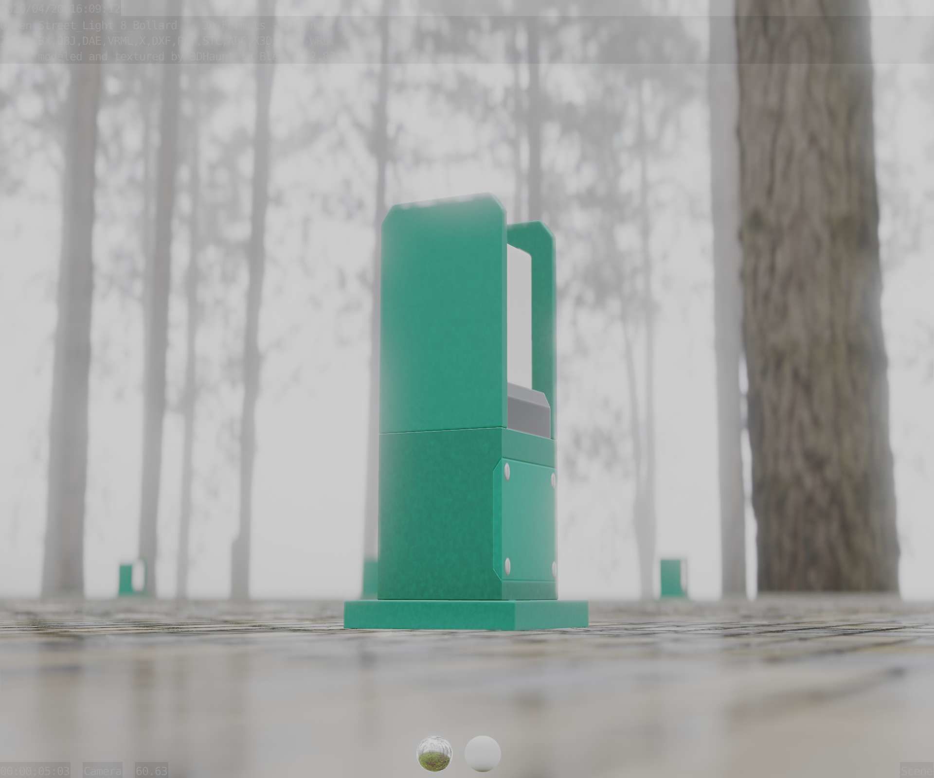 Street Light 8 Bollard 350mm Moss Green Version 1 Low-poly 3D model_29
