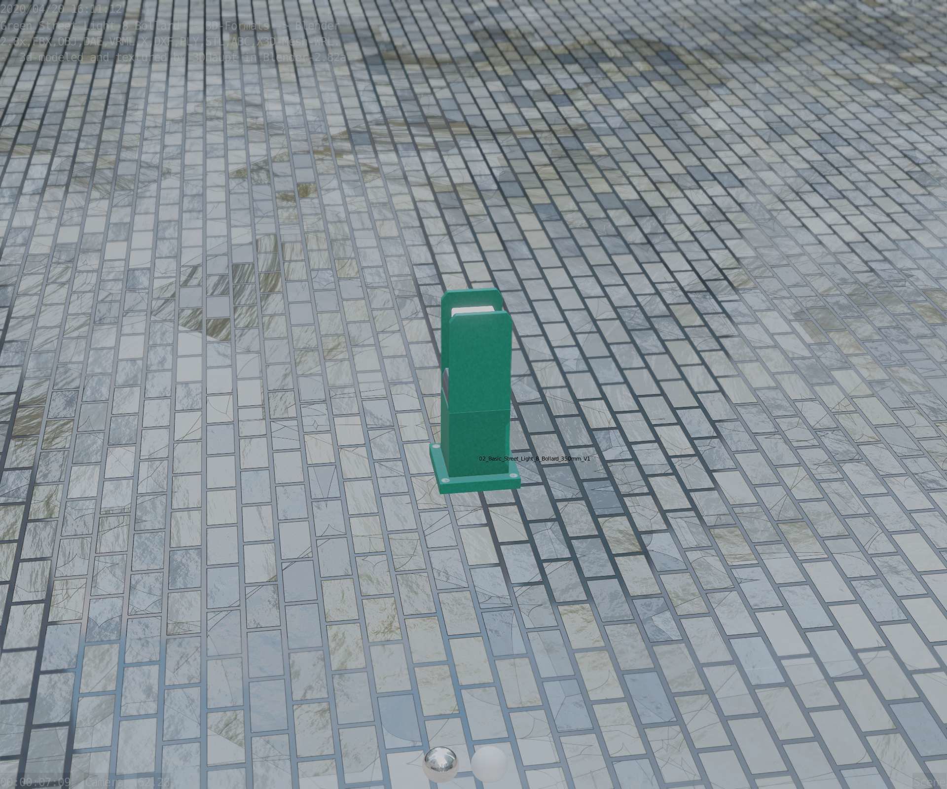 Street Light 8 Bollard 350mm Moss Green Version 1 Low-poly 3D model_82