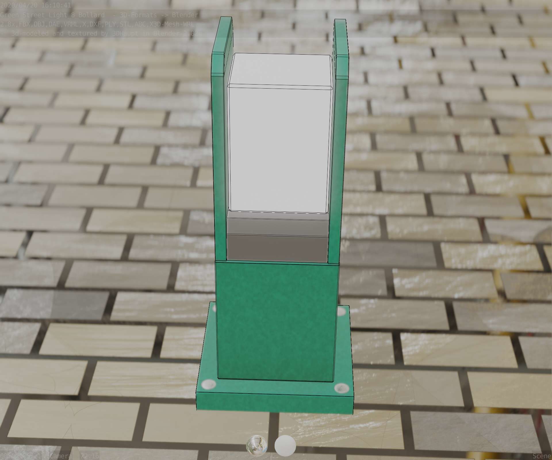 Street Light 8 Bollard 350mm Moss Green Version 1 Low-poly 3D model_70