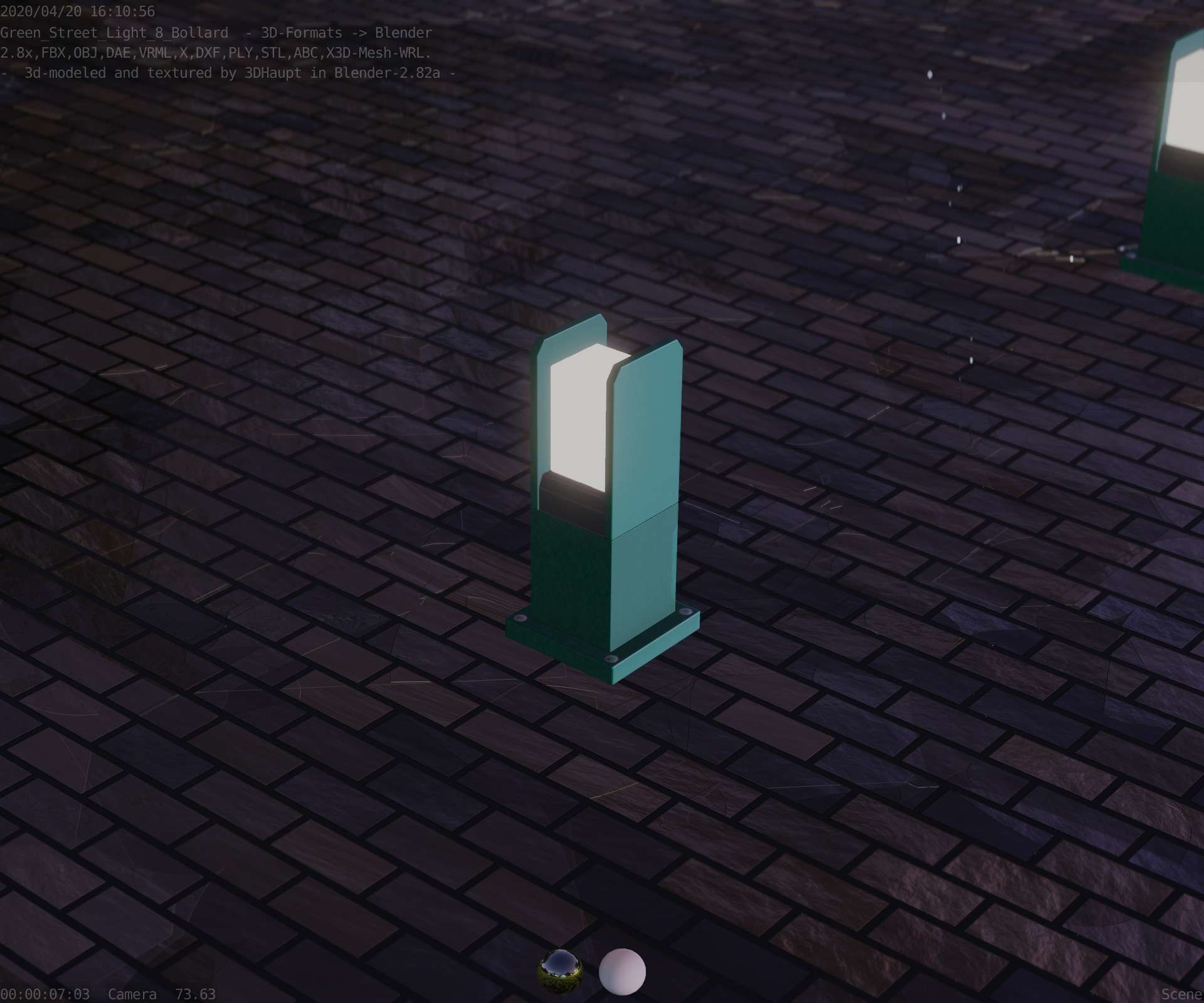 Street Light 8 Bollard 350mm Moss Green Version 1 Low-poly 3D model_76
