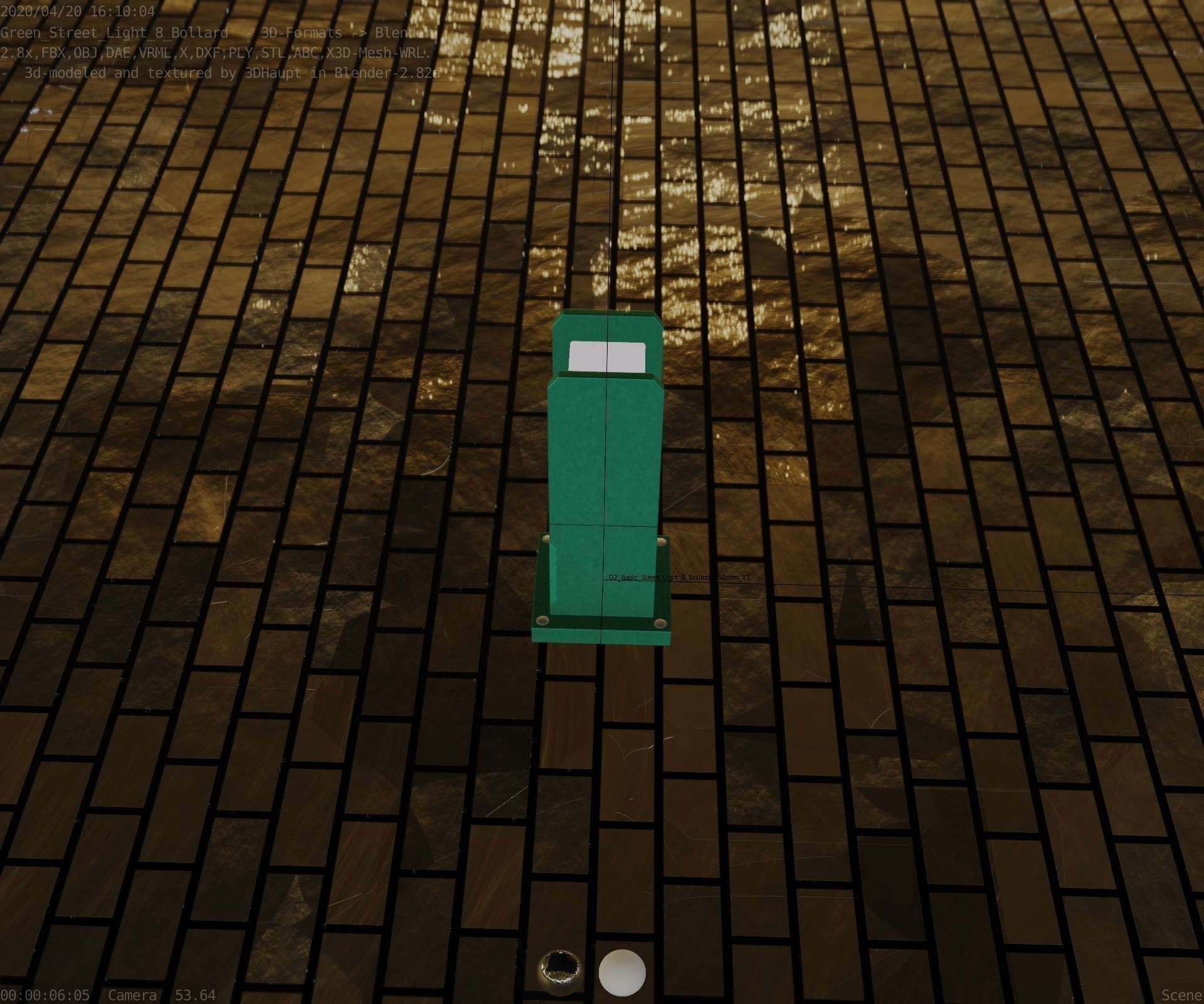 Street Light 8 Bollard 350mm Moss Green Version 1 Low-poly 3D model_54