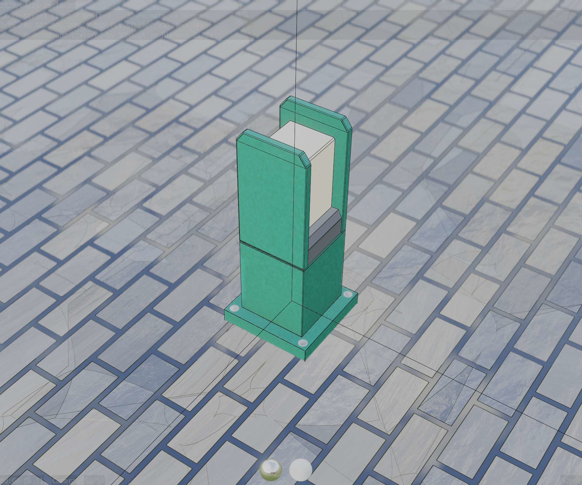 Street Light 8 Bollard 350mm Moss Green Version 1 Low-poly 3D model_60