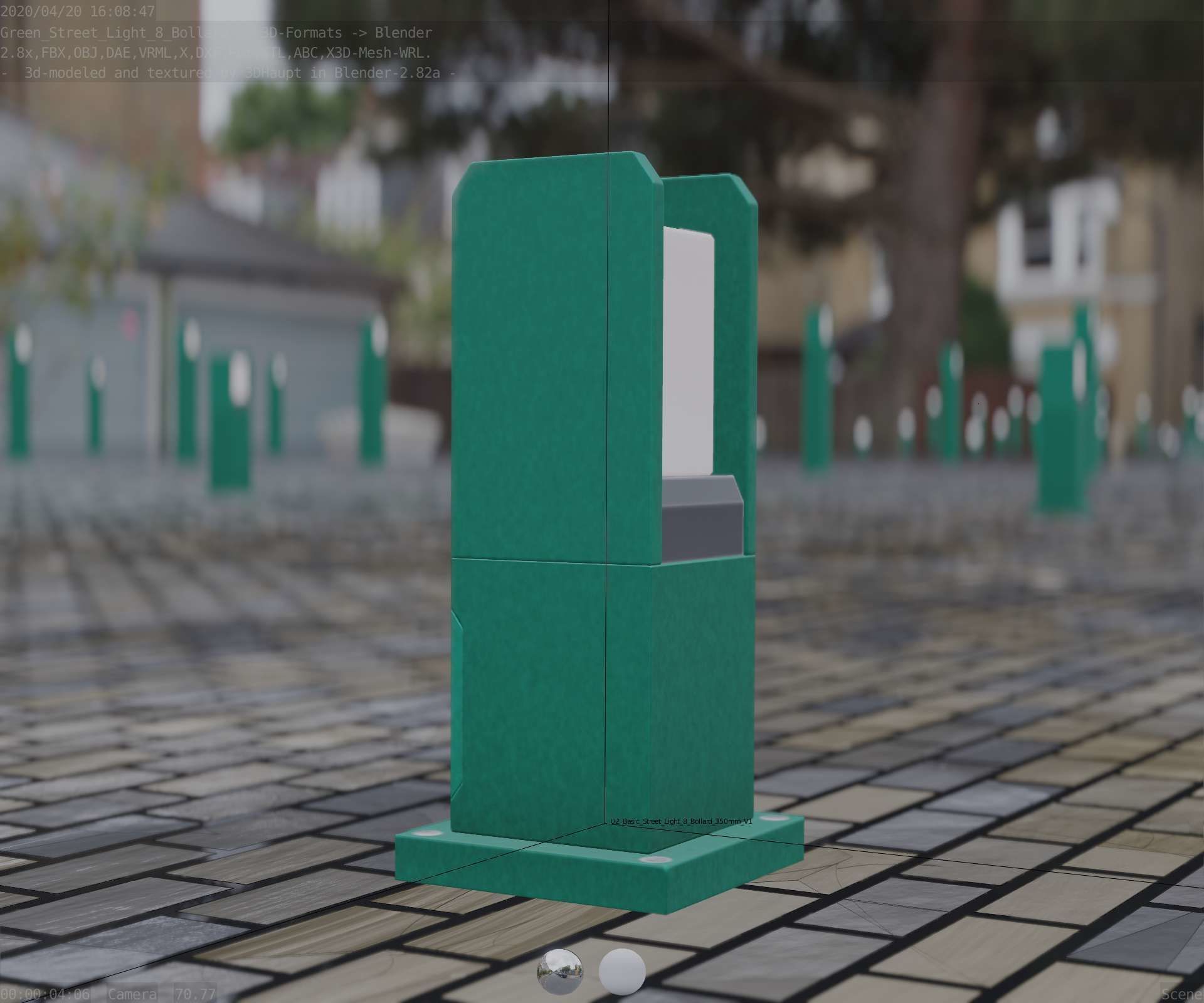 Street Light 8 Bollard 350mm Moss Green Version 1 Low-poly 3D model_8