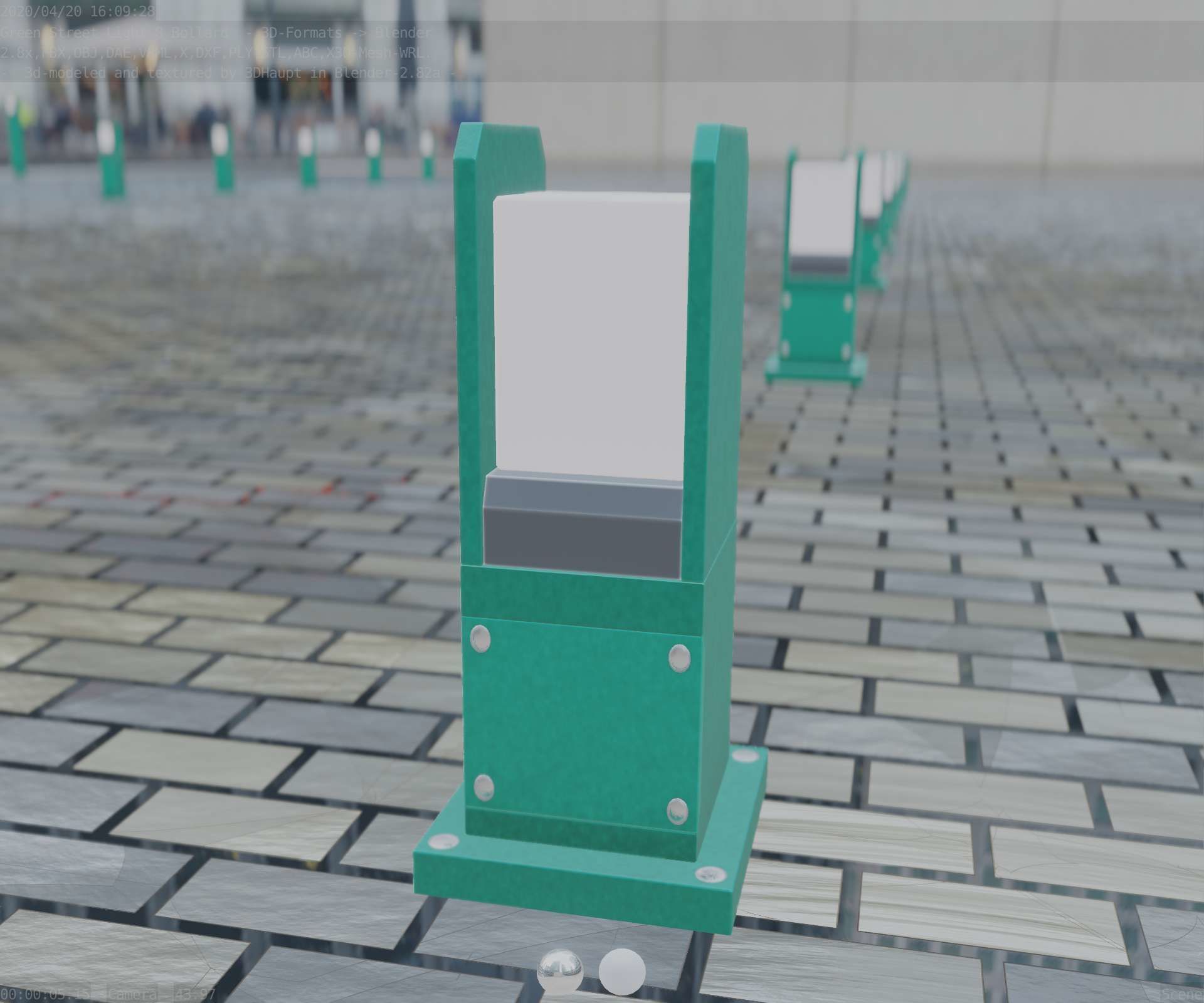 Street Light 8 Bollard 350mm Moss Green Version 1 Low-poly 3D model_40