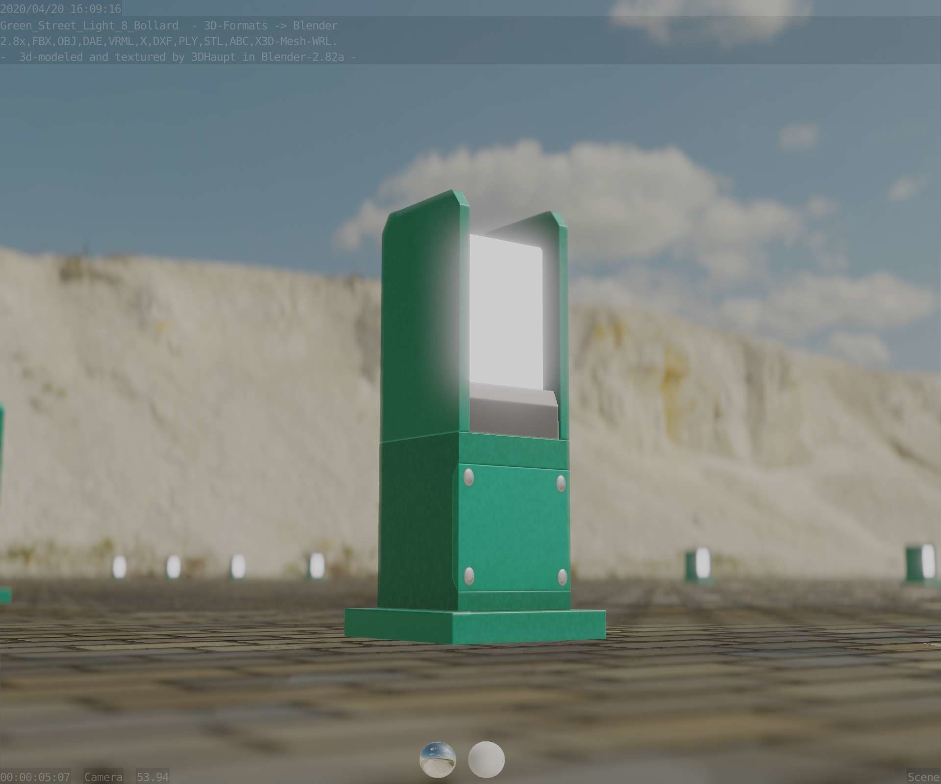 Street Light 8 Bollard 350mm Moss Green Version 1 Low-poly 3D model_32