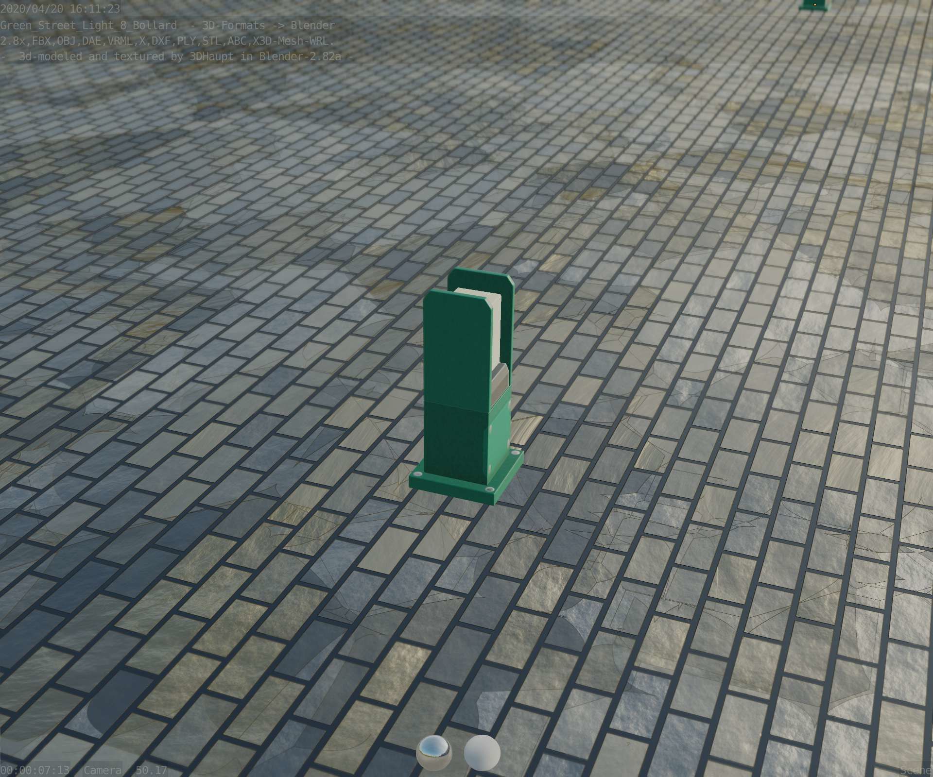 Street Light 8 Bollard 350mm Moss Green Version 1 Low-poly 3D model_86