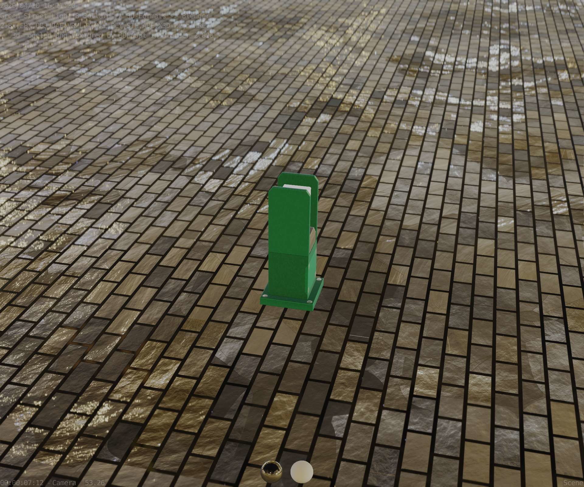 Street Light 8 Bollard 350mm Moss Green Version 1 Low-poly 3D model_85