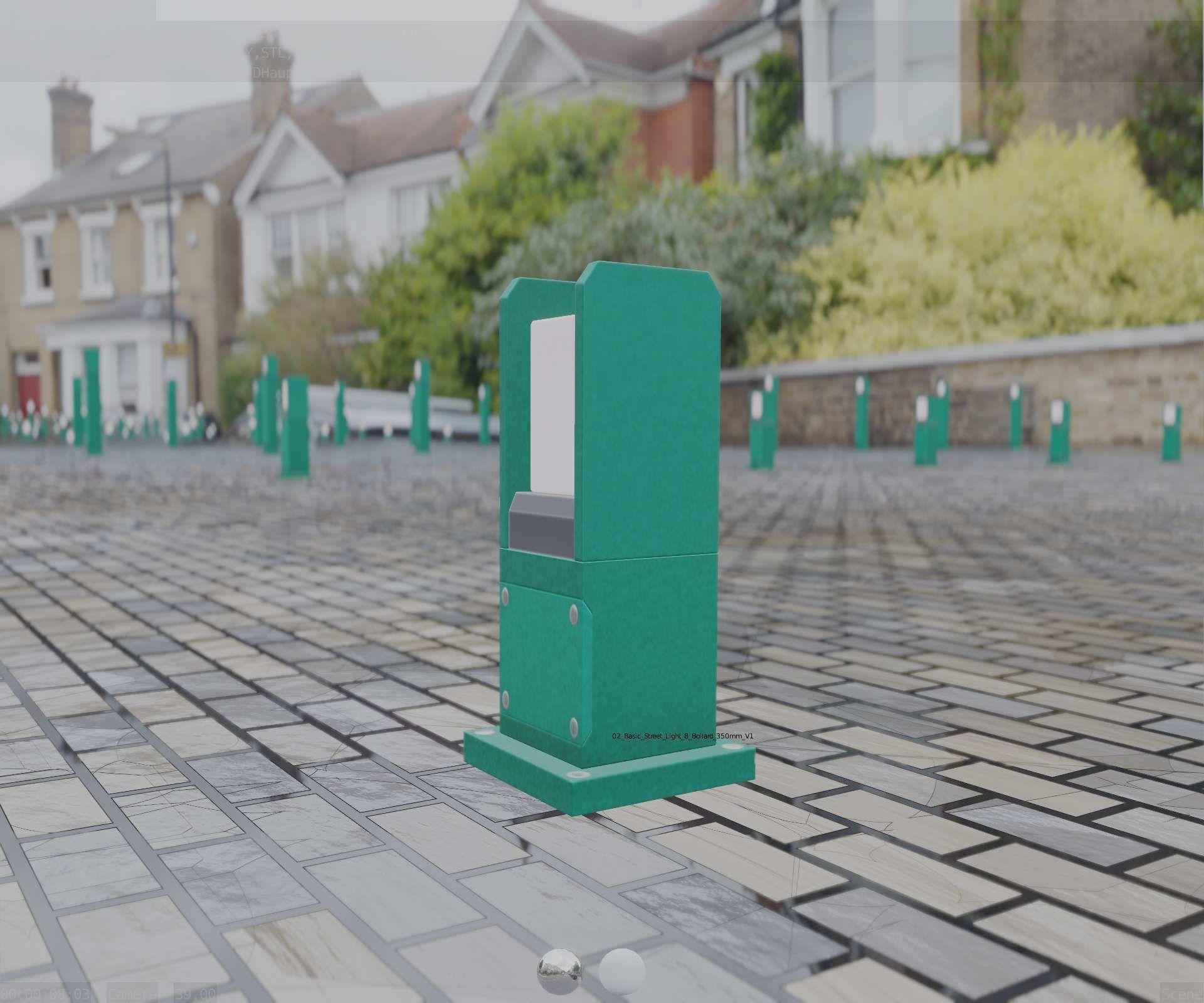 Street Light 8 Bollard 350mm Moss Green Version 1 Low-poly 3D model_3