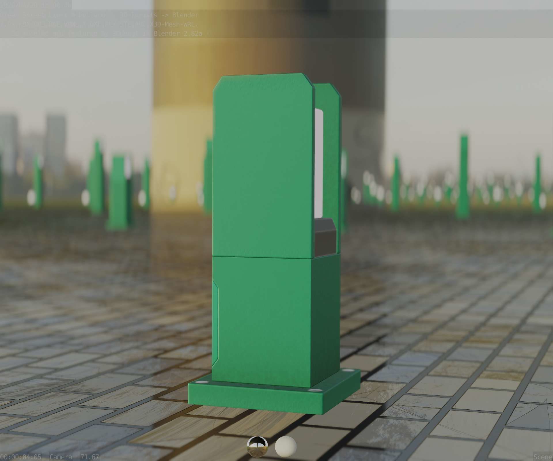 Street Light 8 Bollard 350mm Moss Green Version 1 Low-poly 3D model_7